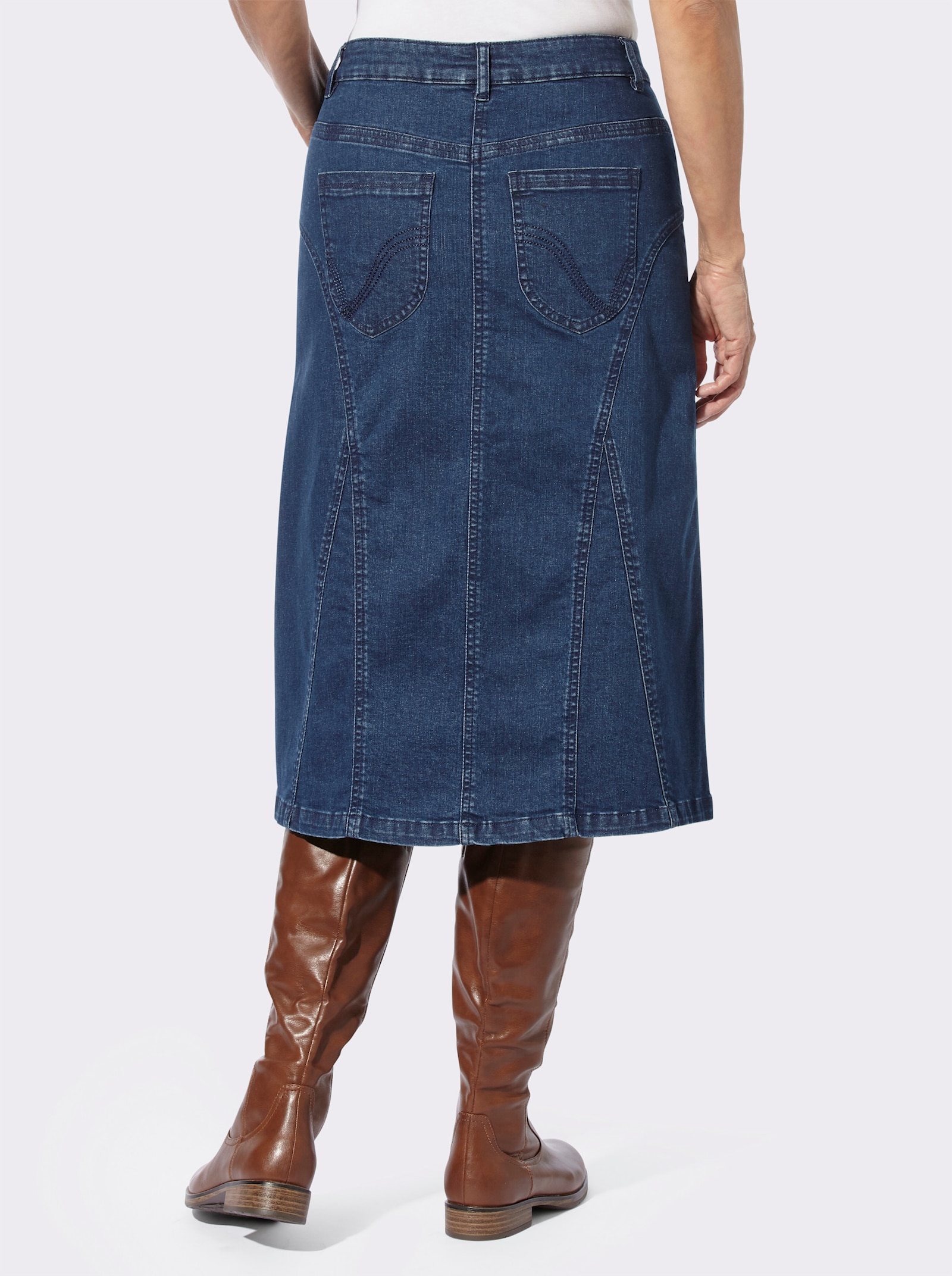 Jeansrok van stretchmateriaal - blue-stonewashed