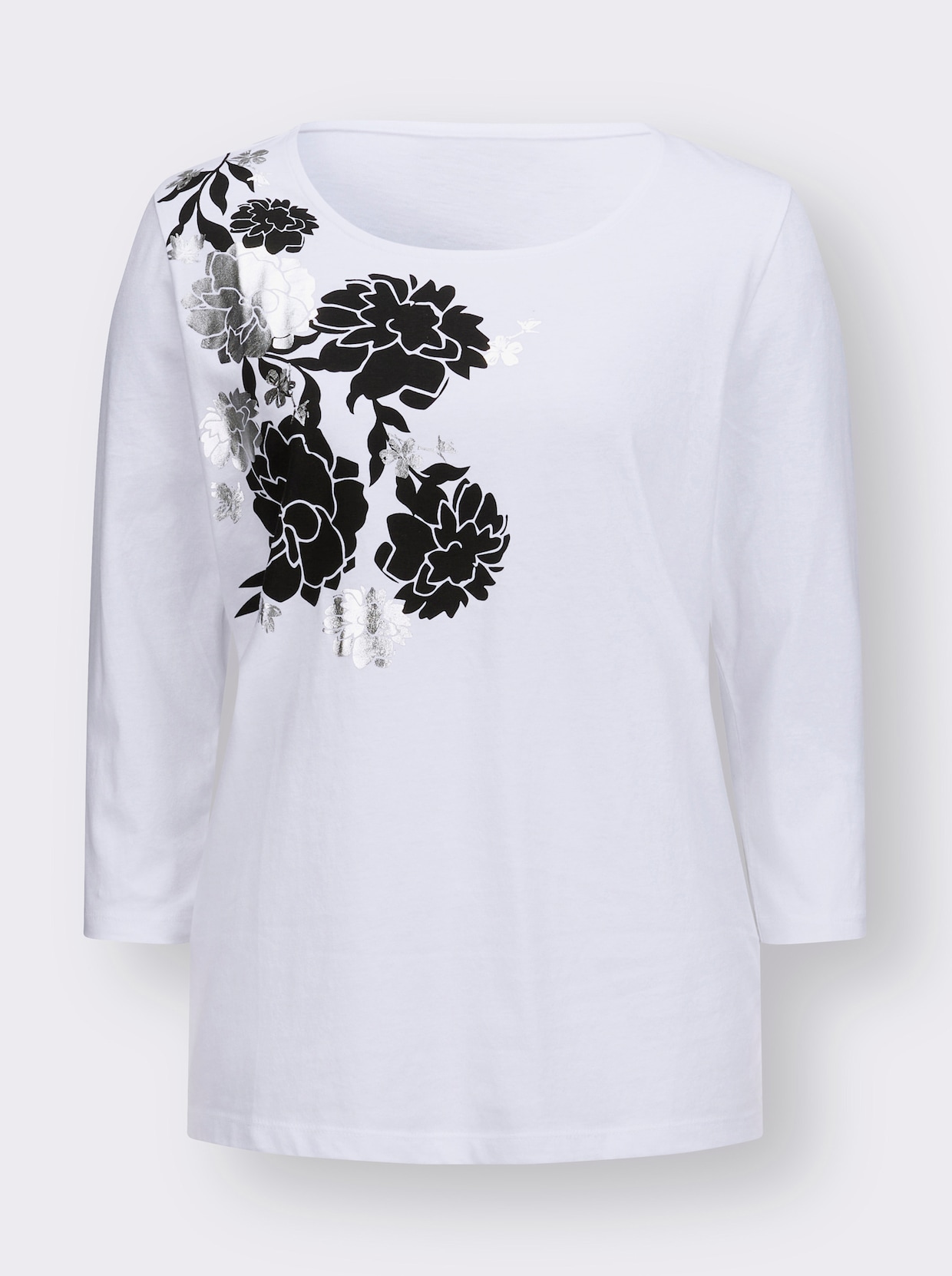 Shirt met 3/4-mouw - wit/zwart