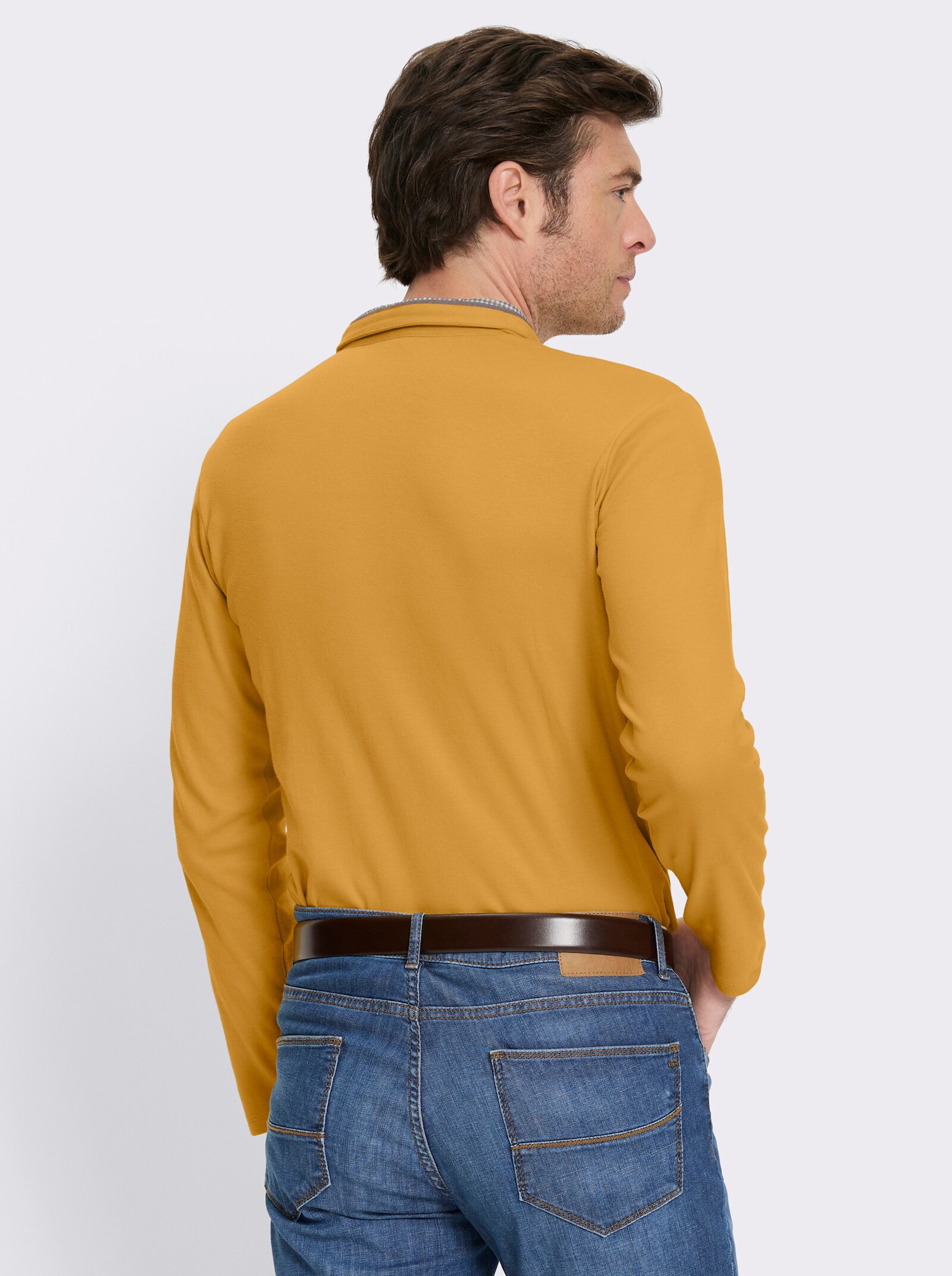 Marco Donati Langarmshirt mit Button-Down-Kragen - ocker