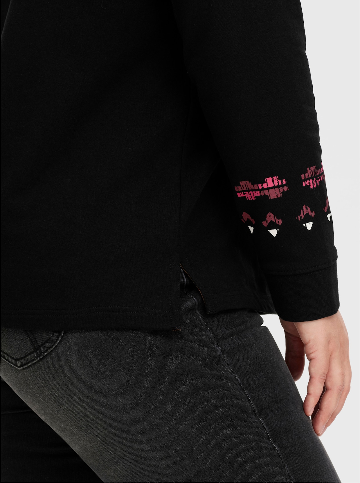 sheego Sweatshirt - schwarz bedruckt