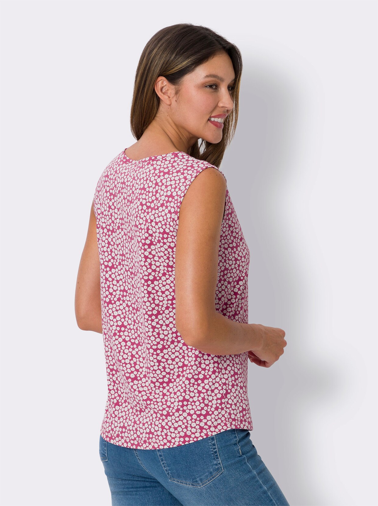 Shirttops - fuchsia + fuchsia-weiß-bedruckt