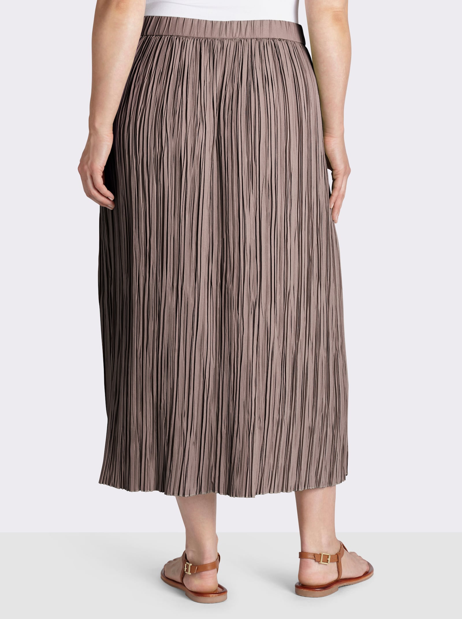 sheego Sommerrock mit Crinkle-Effekt - dunkeltaupe