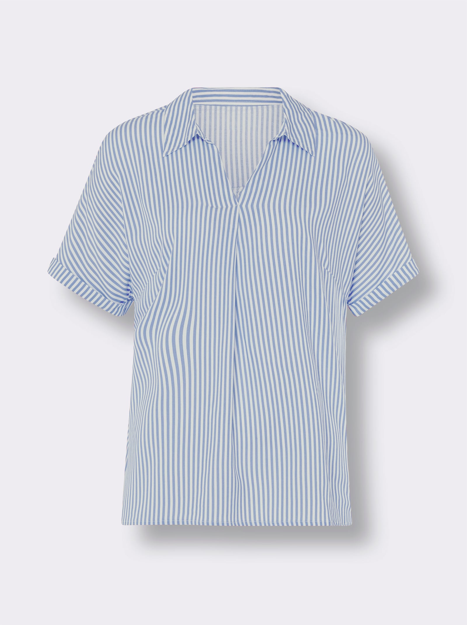 Schlupfbluse mit garngefärbtem Streifenmuster - bleu-weiß-gestreift