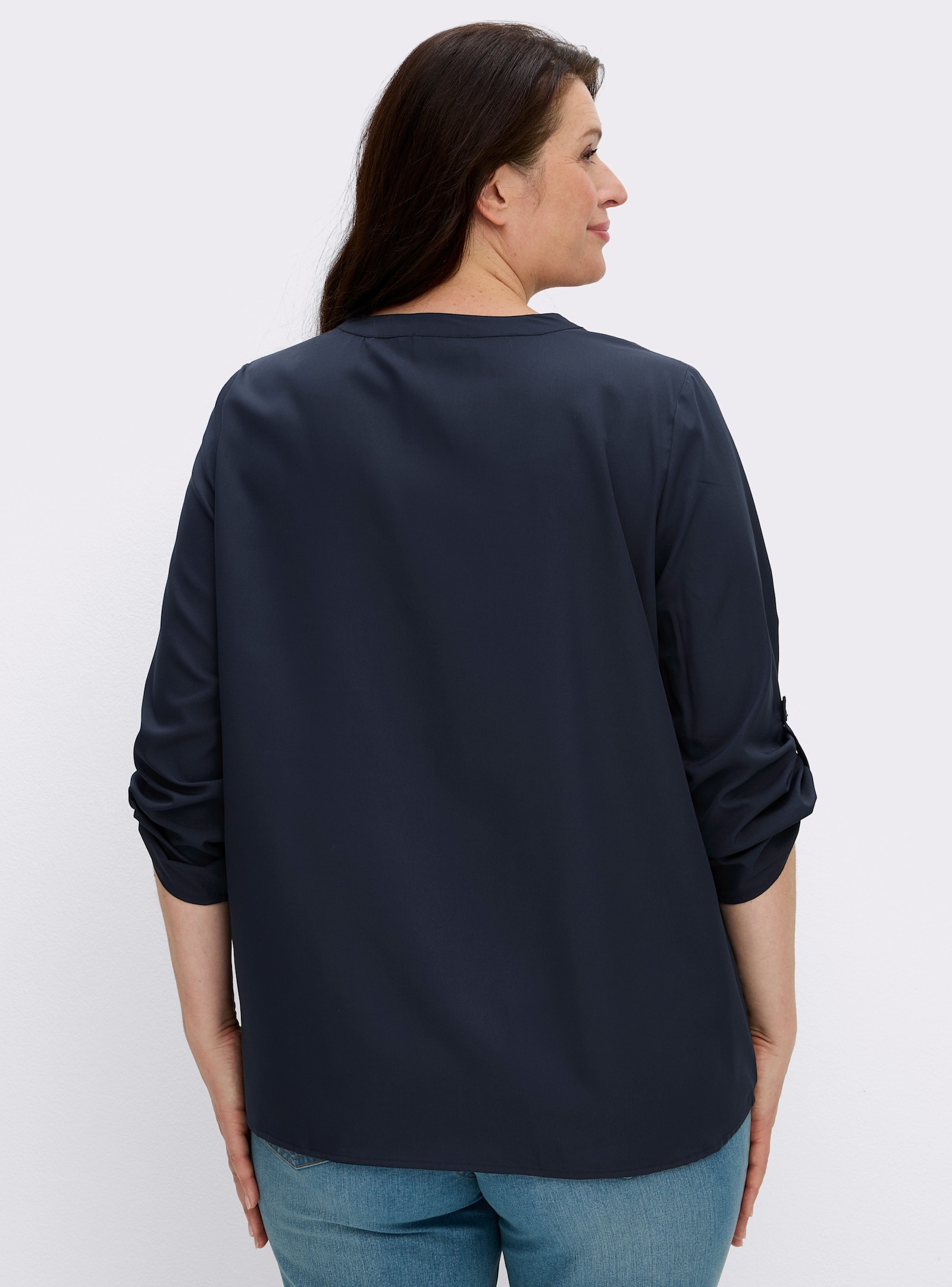 Longbluse mit verlängertem Rückenteil - blau