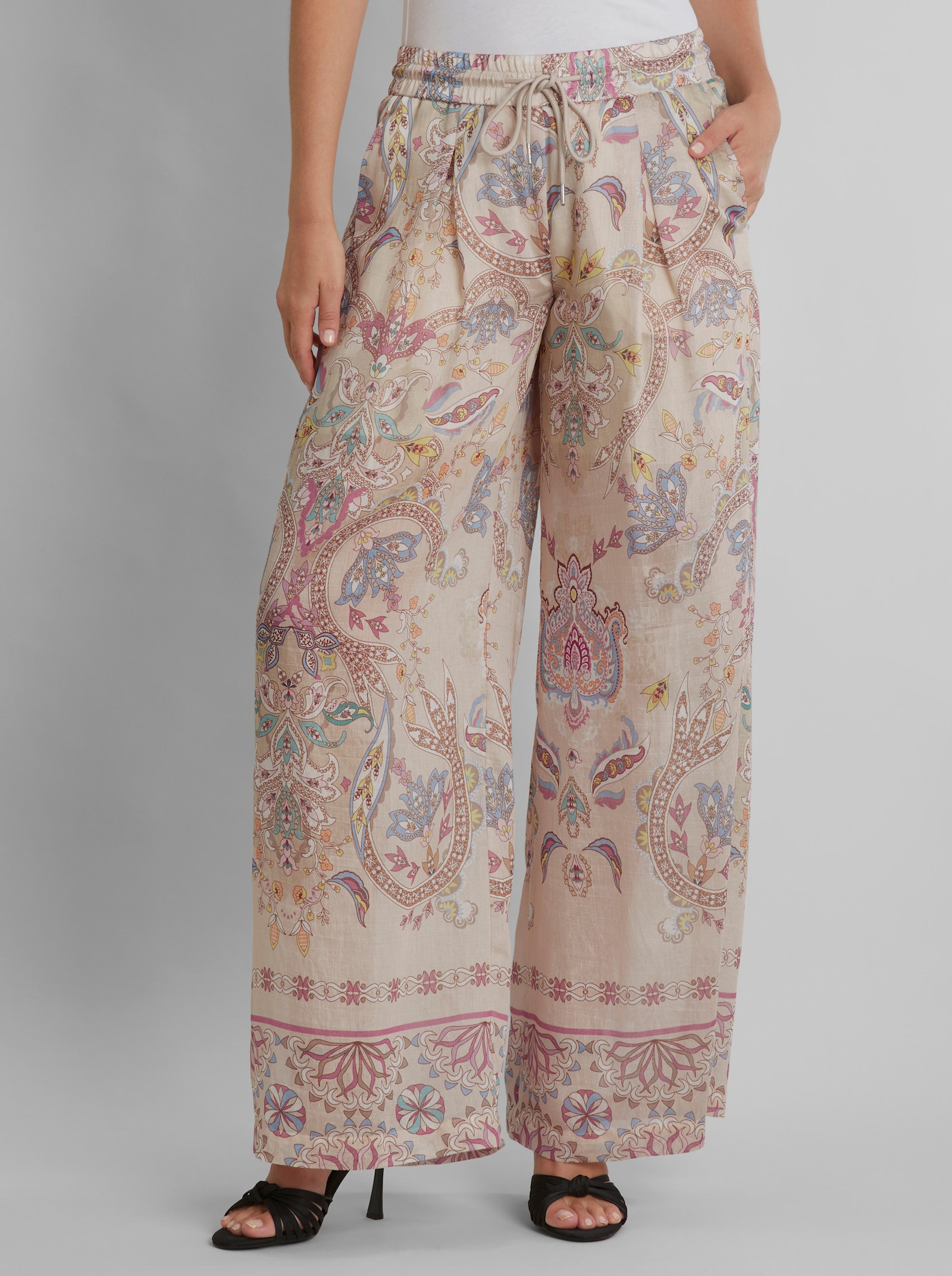 heine Druckhose mit weitem Bein - elfenbein-bedruckt