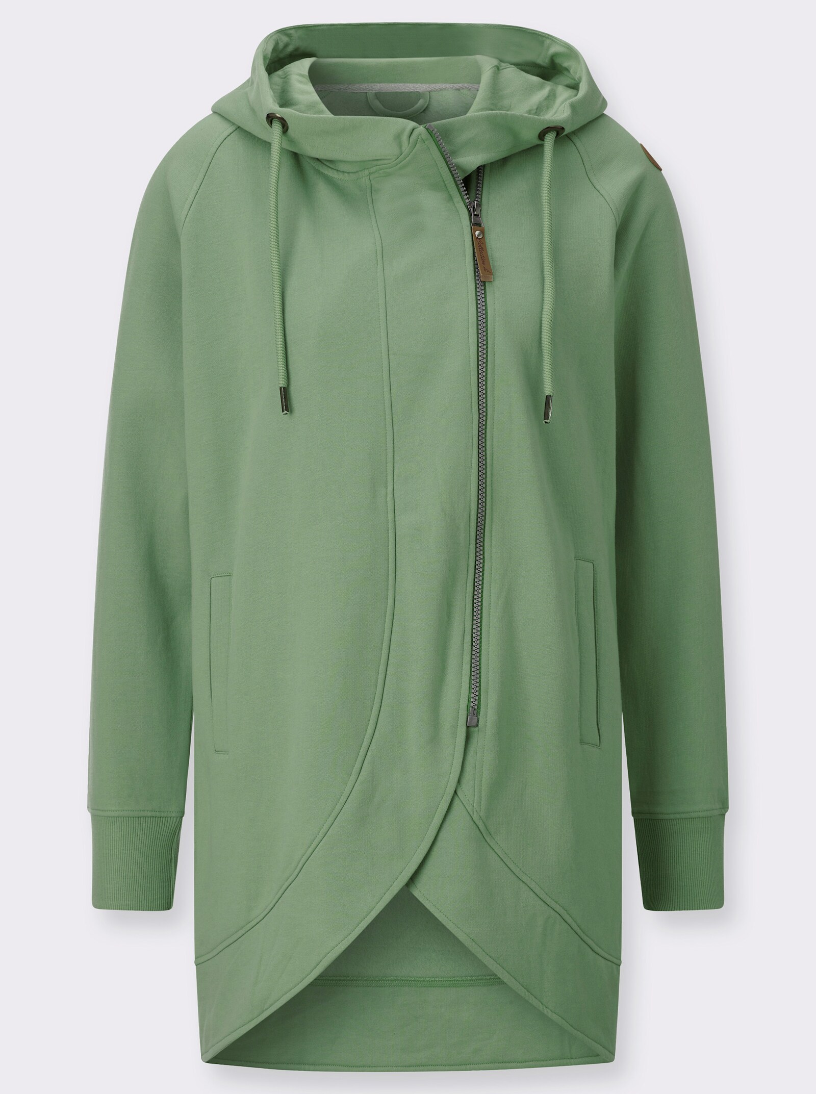 Sweatjacke mit Leistentaschen - eucalyptus
