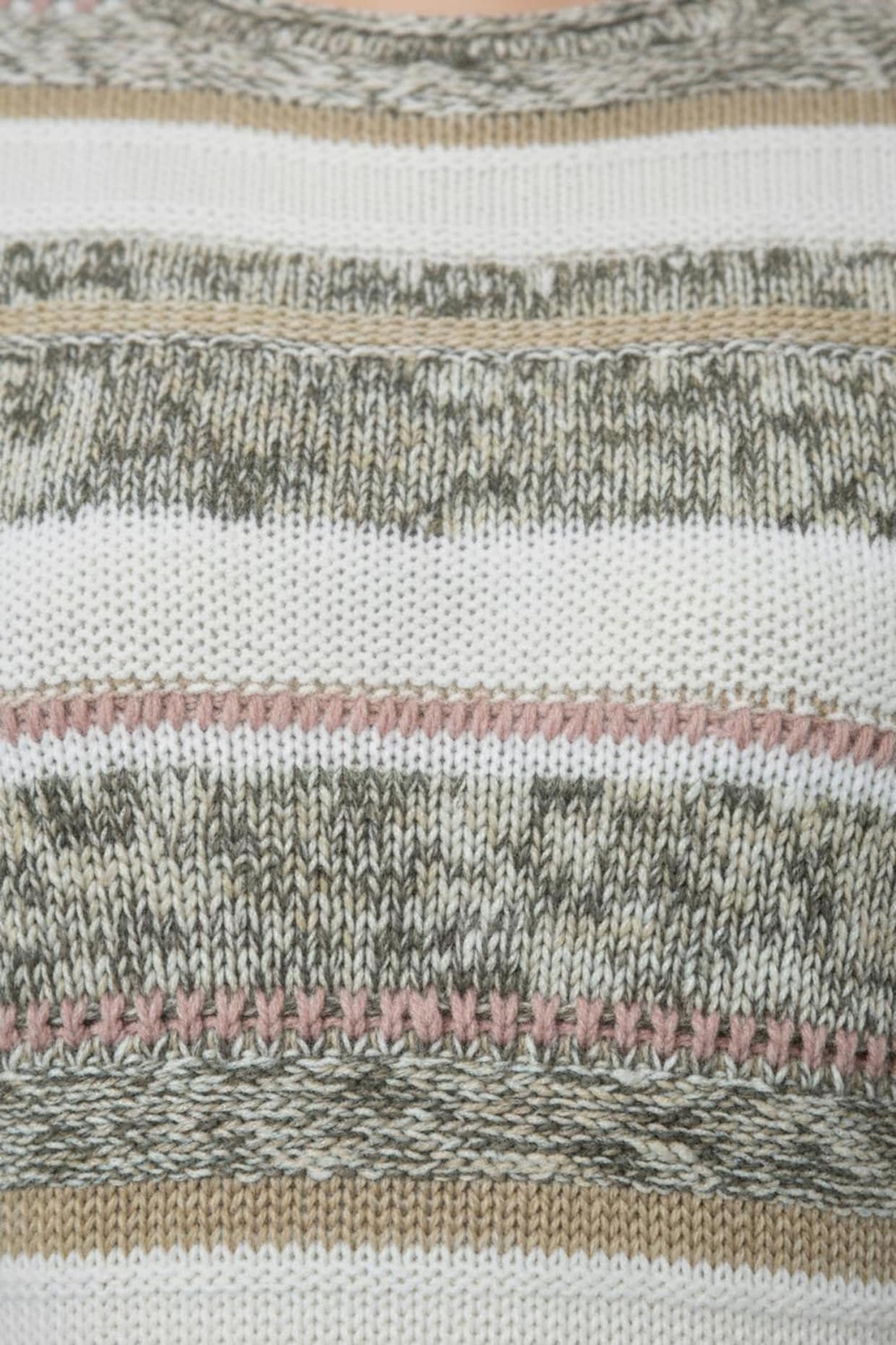 Strickpullover mit Streifen-Muster - grün-ecru-gestreift