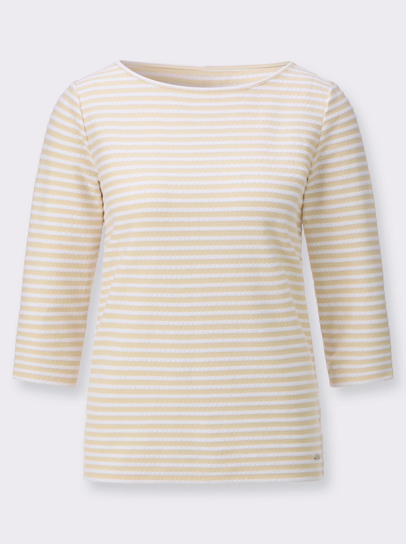 Pruh. tričko s lodičk. výstrihom - Slonovinovo-biele pruhy