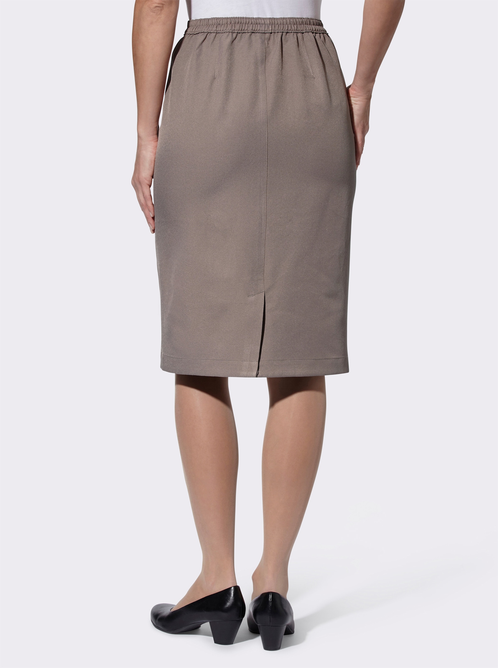 Schlupfrock mit Gehschlitz - dunkeltaupe