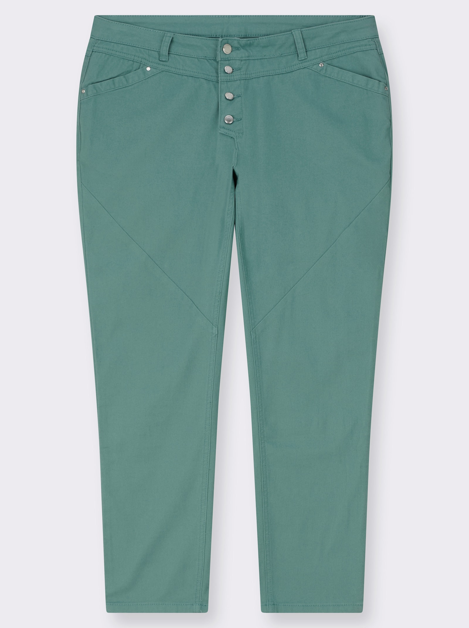 Jeans mit Knopfleiste statt Reißverschluss - jade