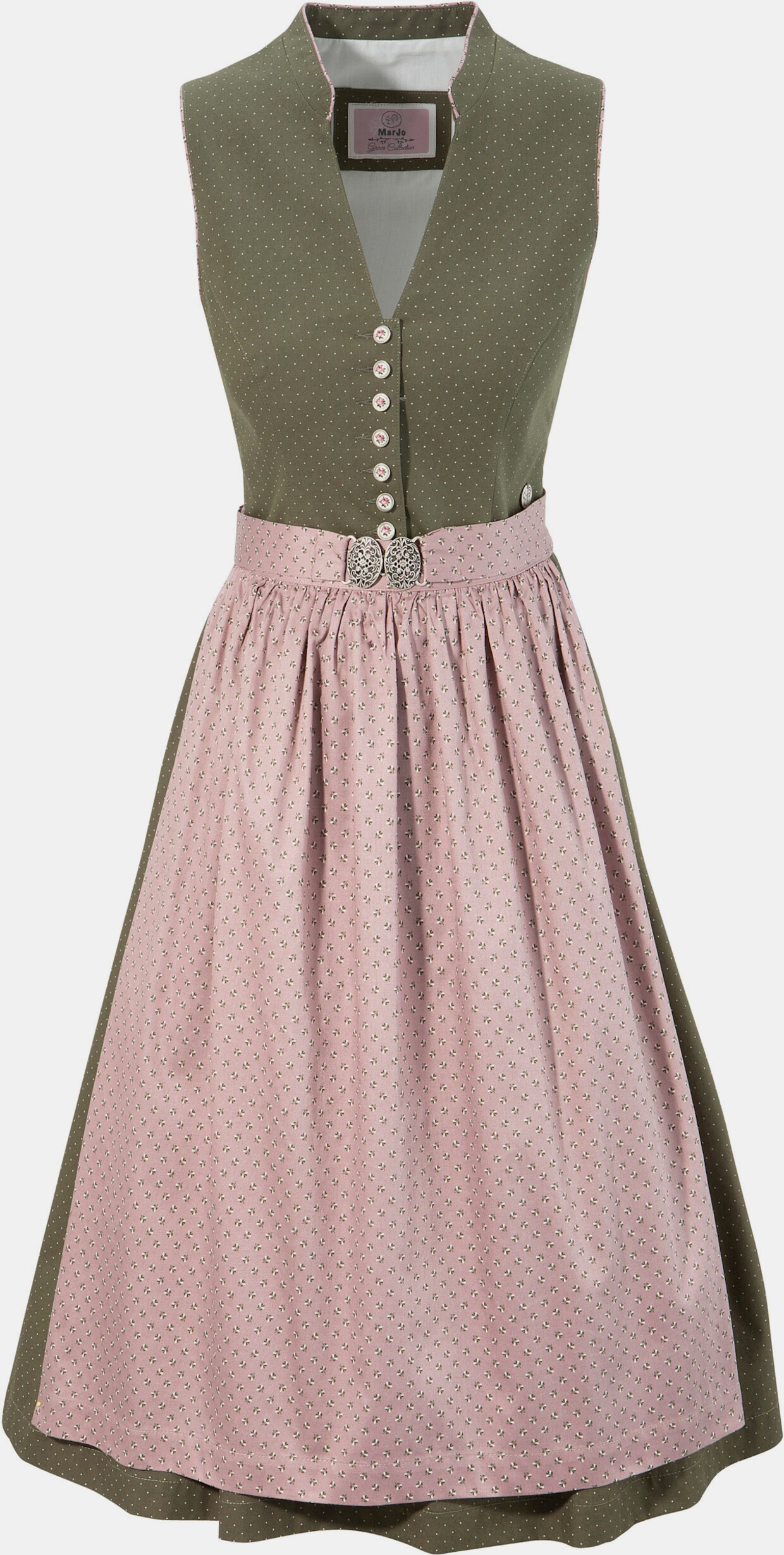MarJo Dirndl - moosgrün-altrosa