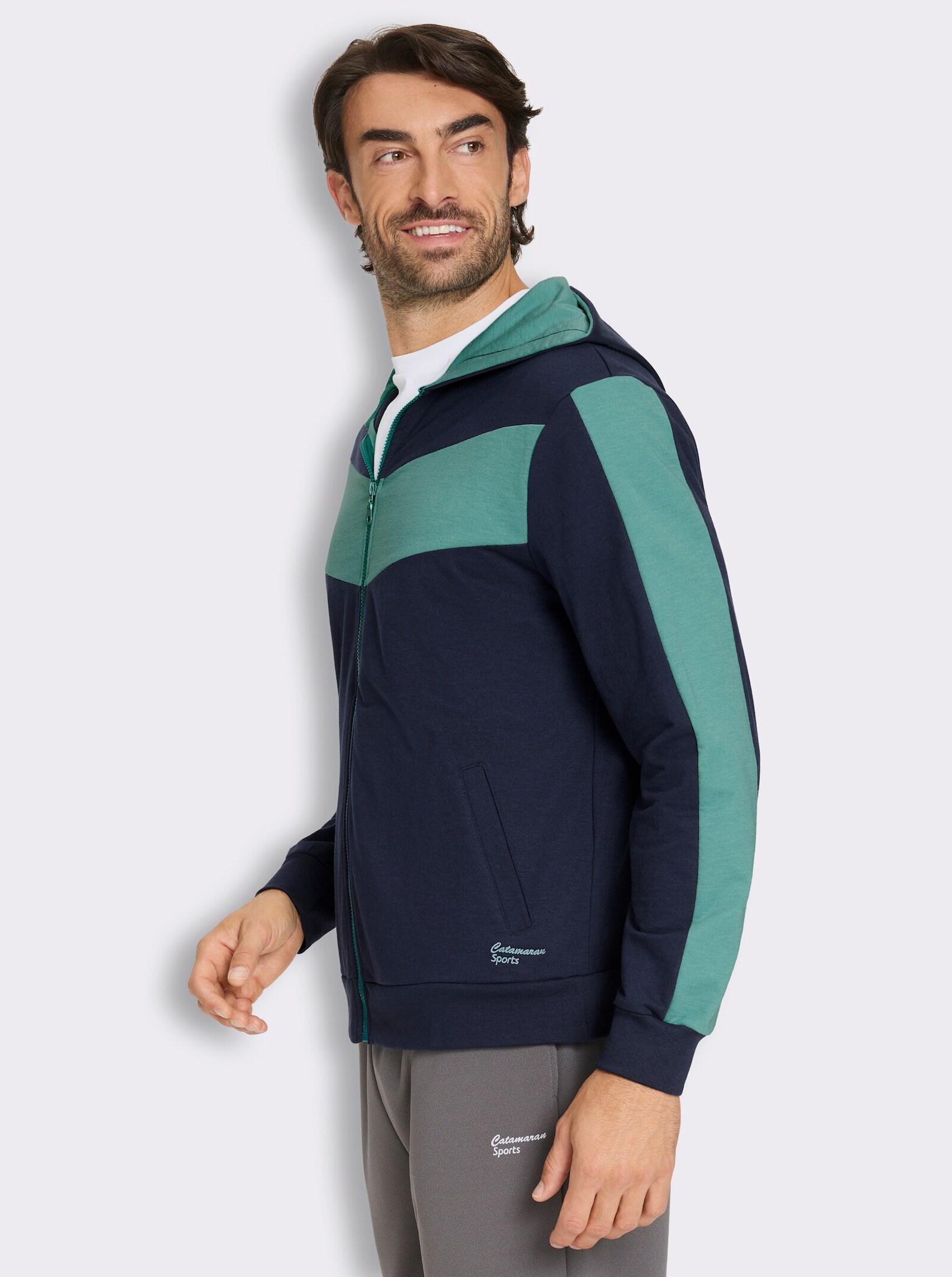 Catamaran Sports Sweatjacke mit Kapuze - marine-salbei