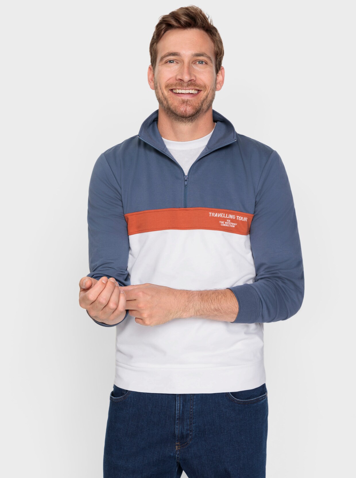 Catamaran Langarm-Shirt - rauchblau-weiß