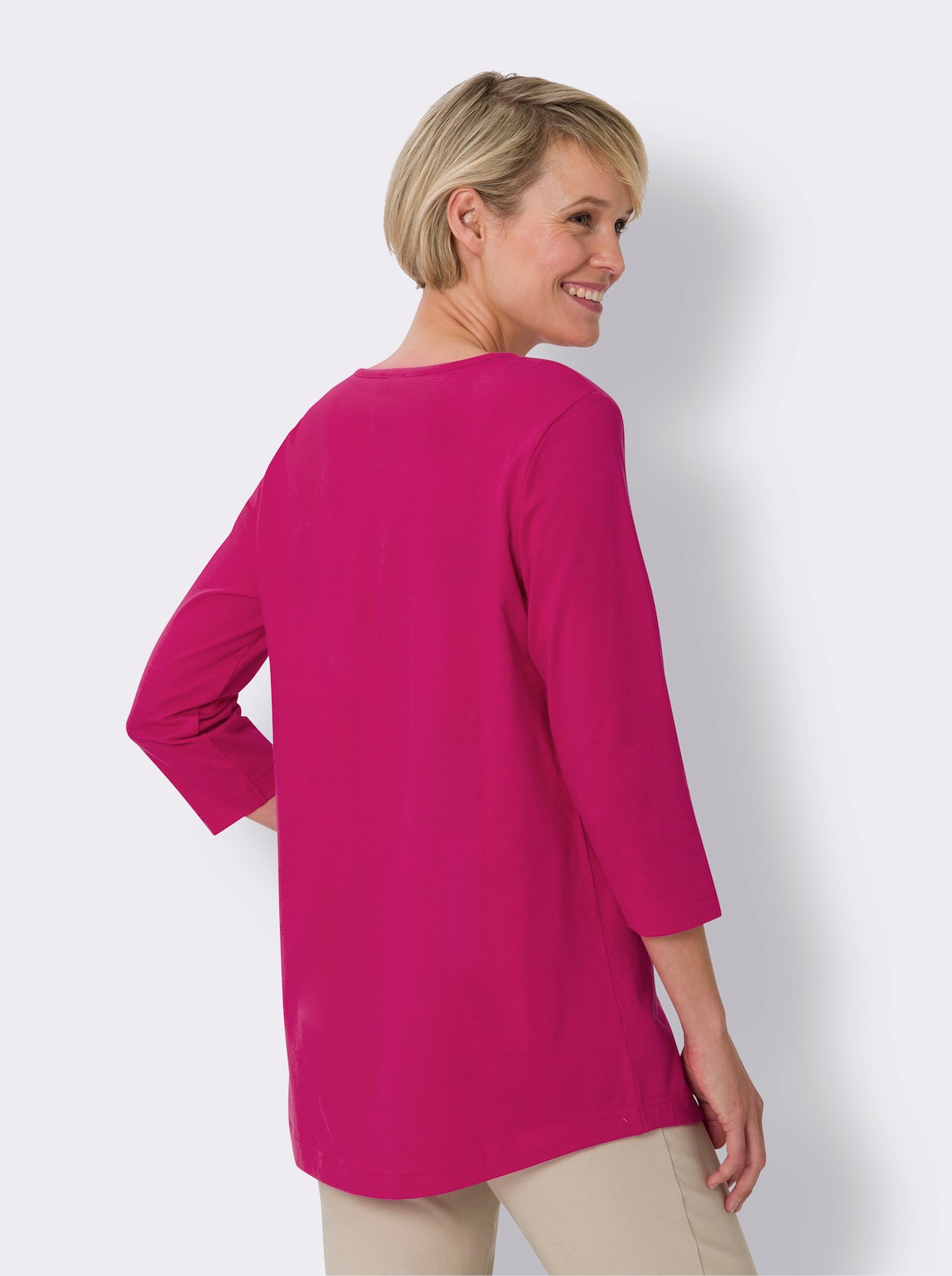 Longshirt - royalblau + pink