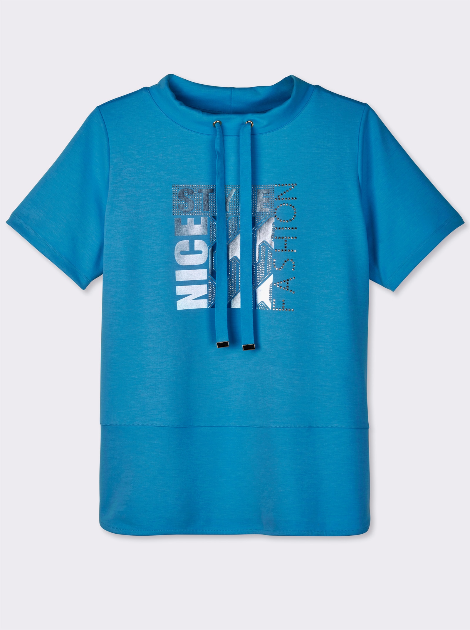 Shirt met korte mouwen en opstaande kraag - hemelsblauw