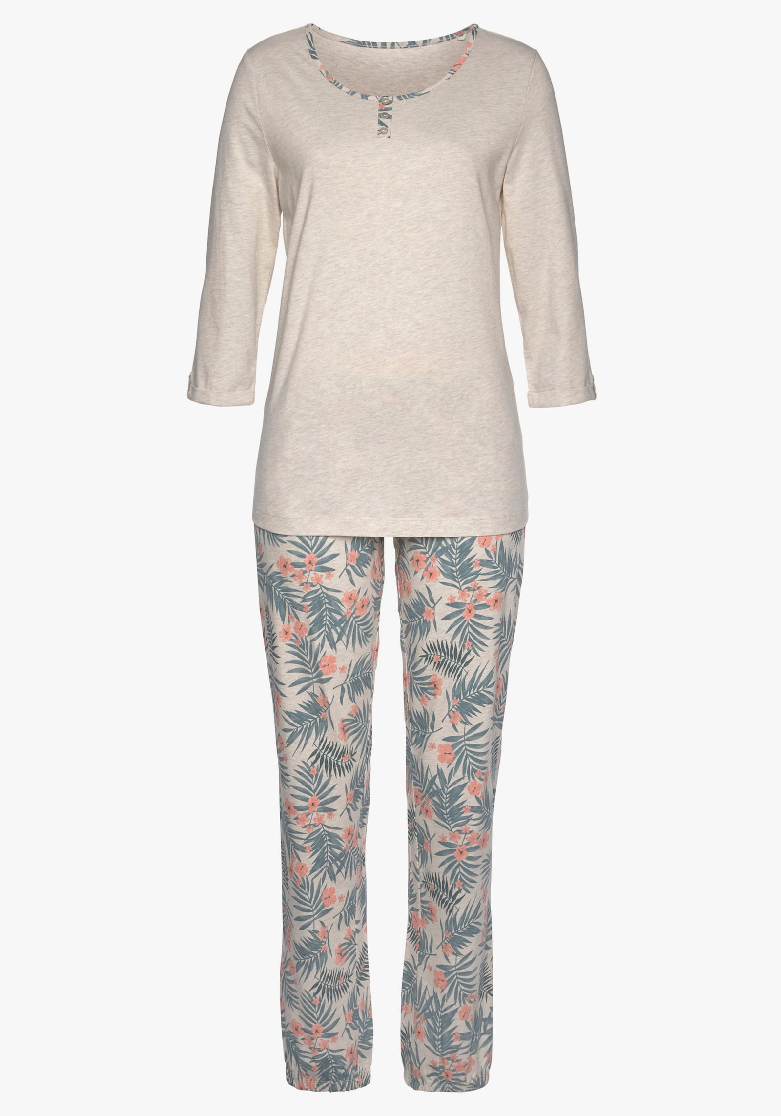 LASCANA Pyjama - sand-bedruckt