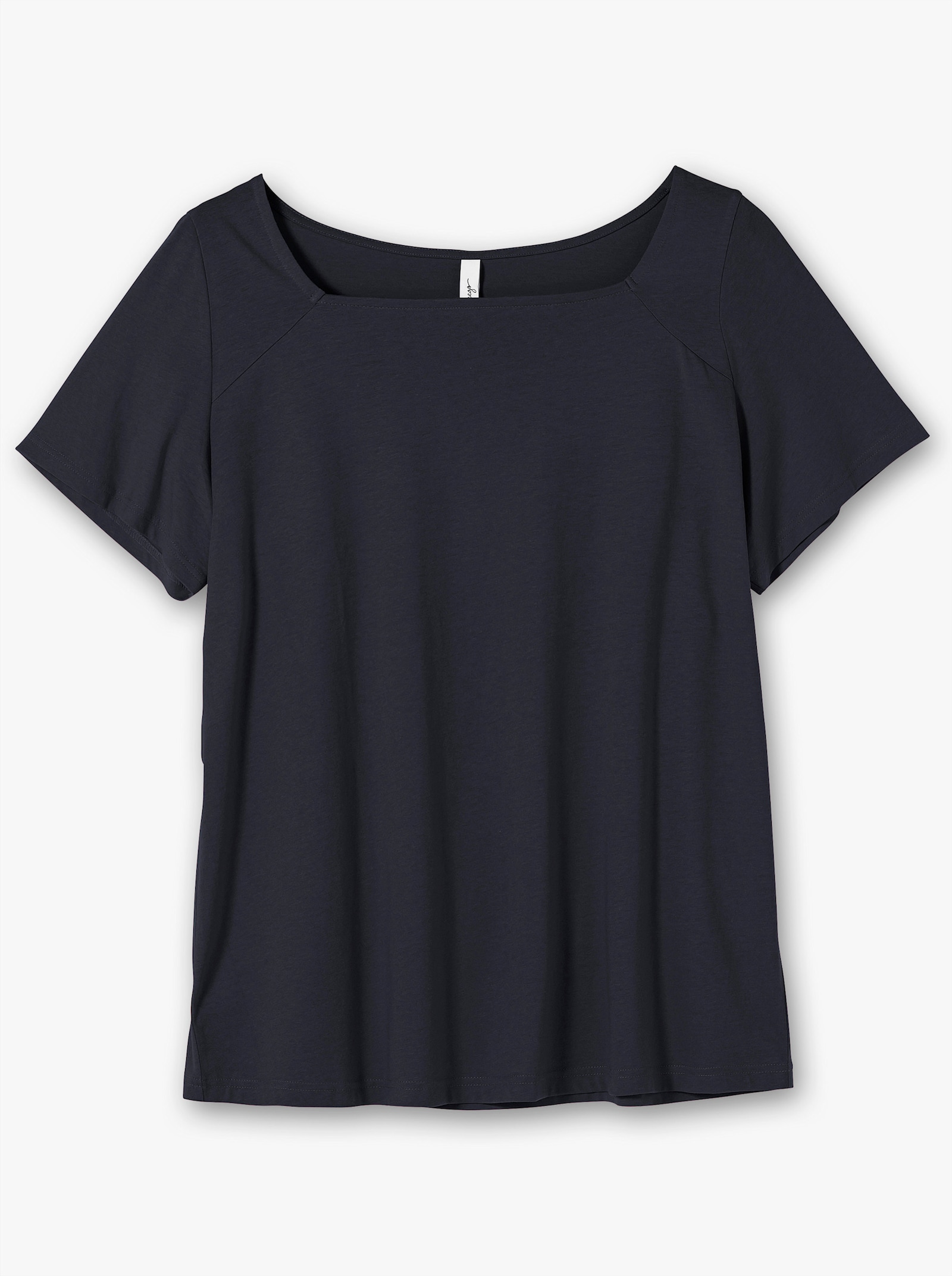sheego T-Shirt mit Karree-Ausschnitt - tiefblau