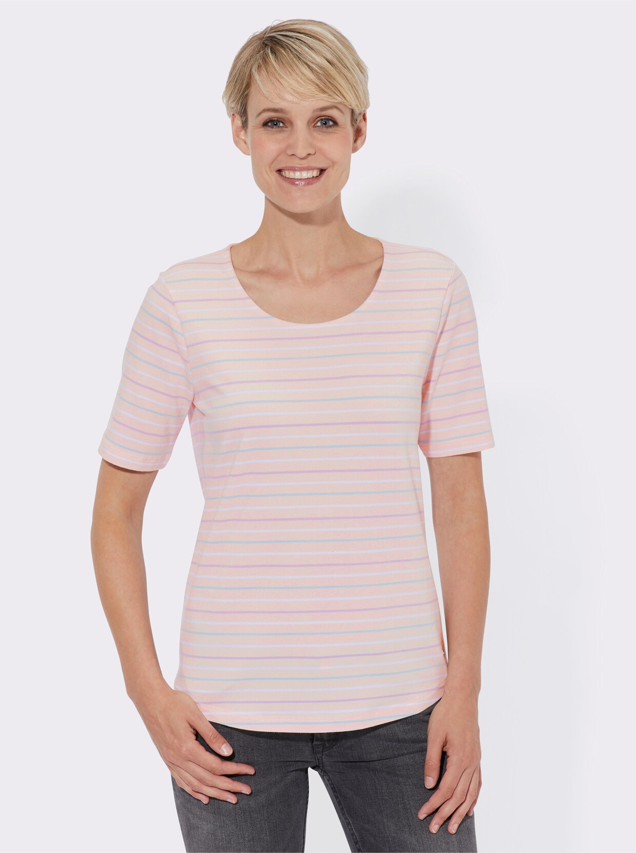 Streifenshirt - hellrosé-flieder-geringelt