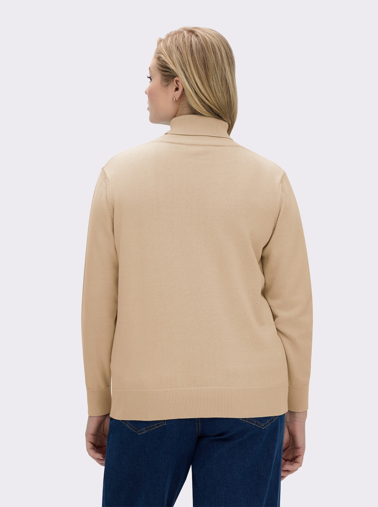 Rollkragenpullover aus reiner Baumwolle - beige