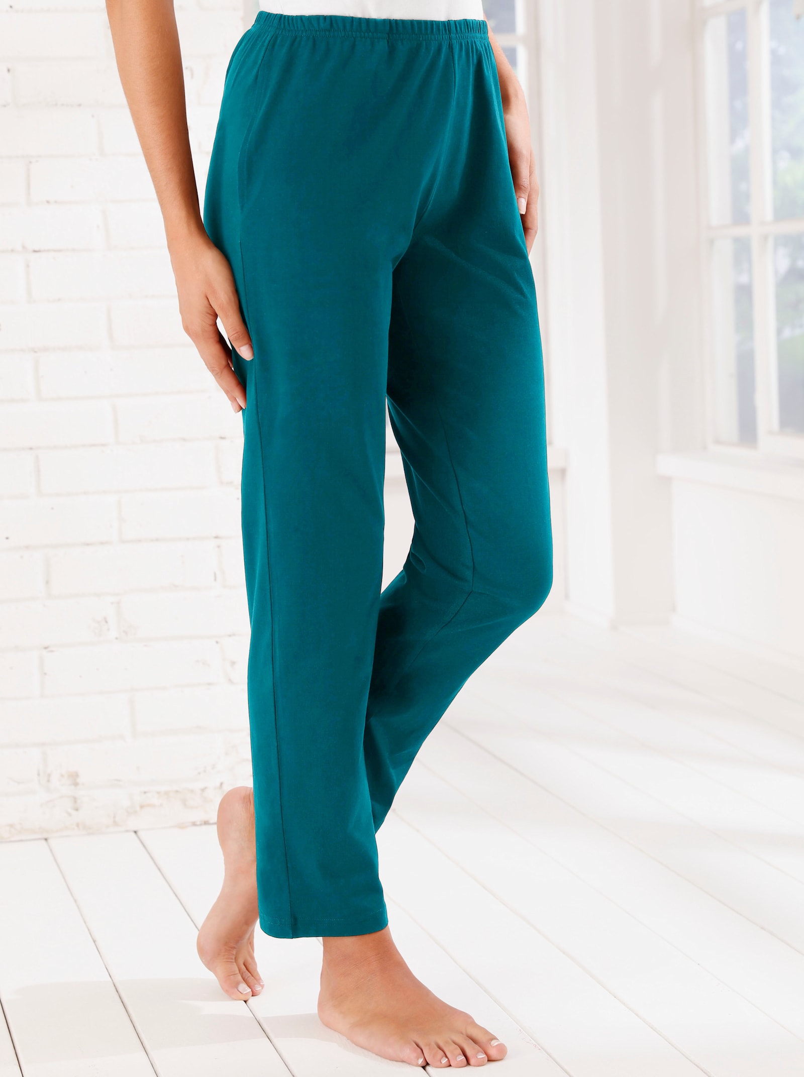 Freizeithose mit Rundum-Dehnbund - petrol + taupe