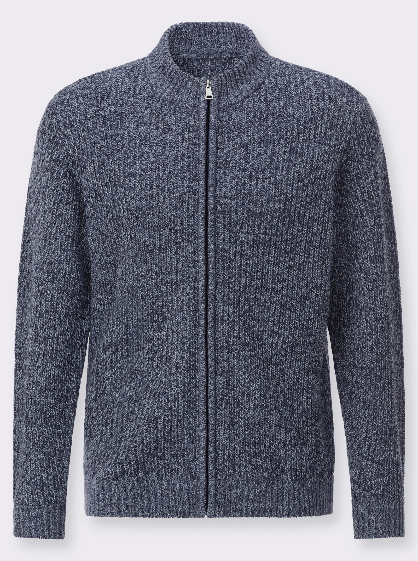 Strickjacke aus Melange-Strick - marine-meliert
