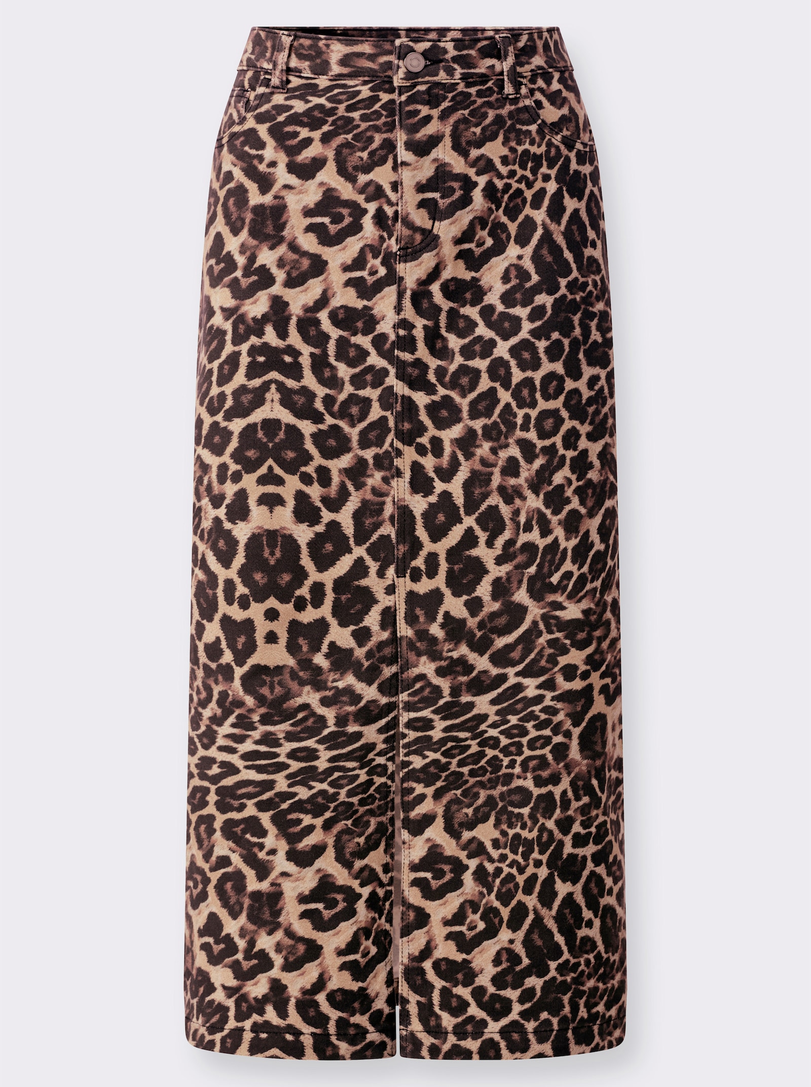 heine Jeansrock in Leo-Optik - schwarz-braun-bedruckt