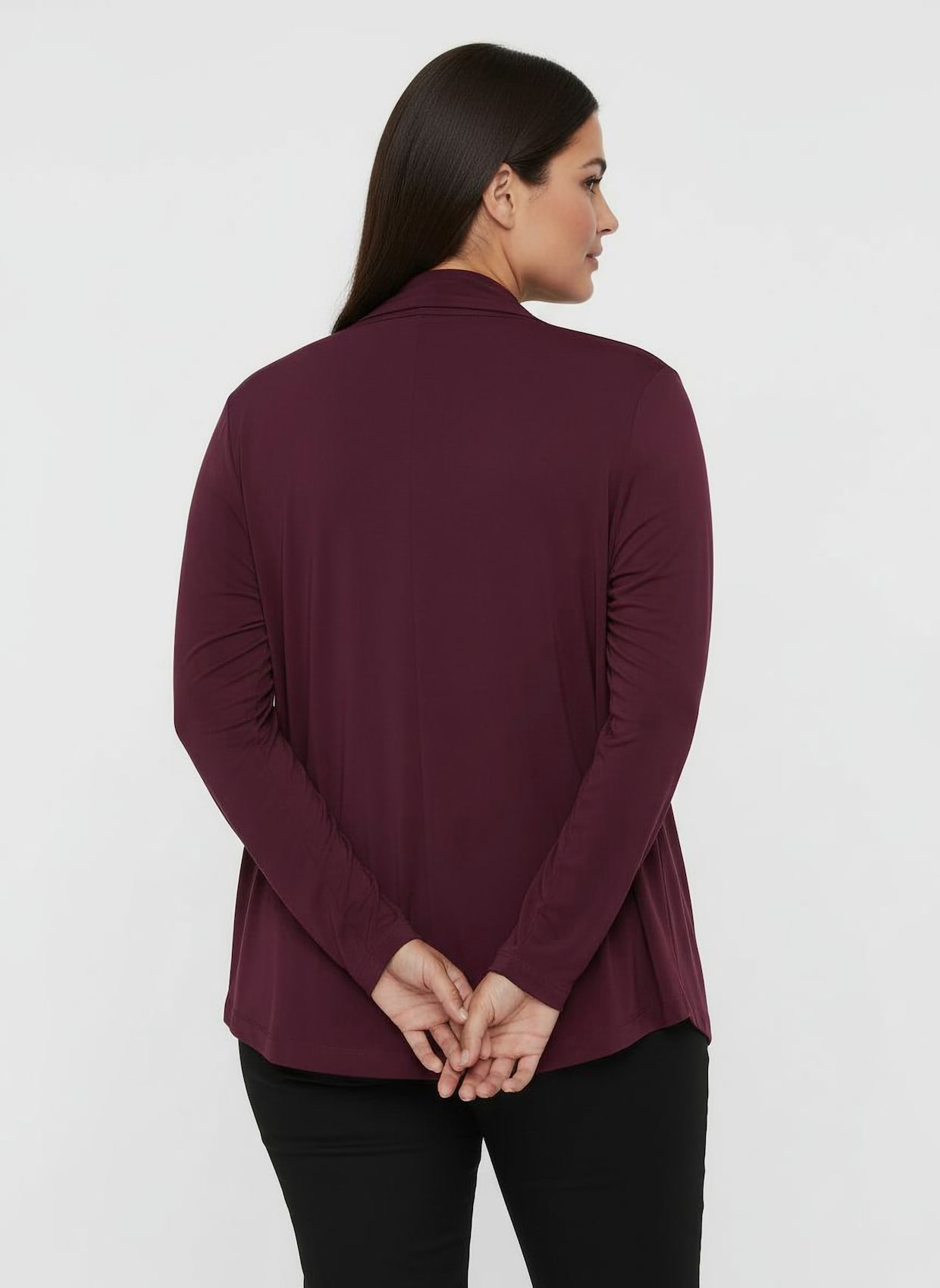 Shirtjacke in offener Form - burgund