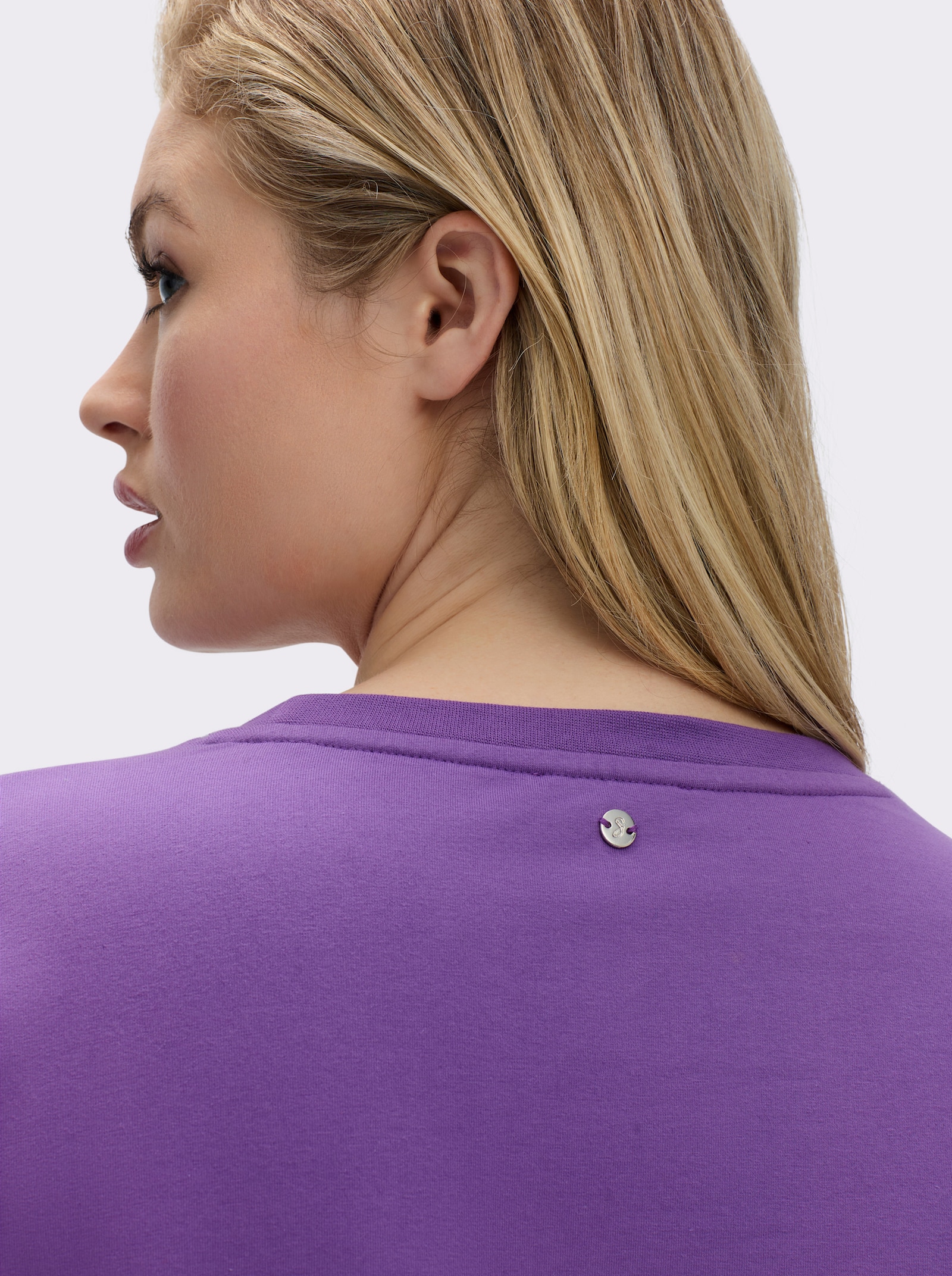 sheego Longsweatshirt mit Ripp-Abschlüssen - lila