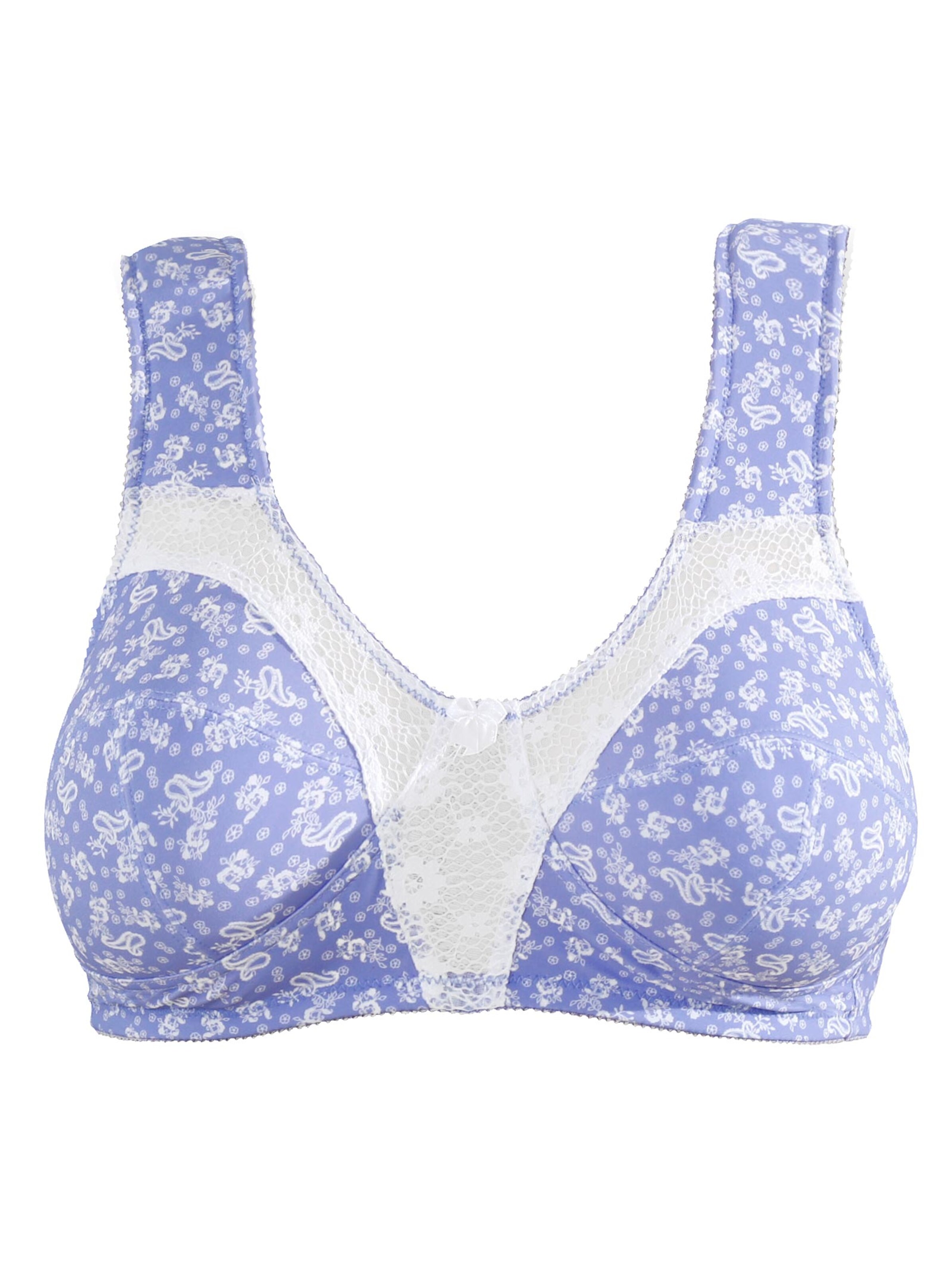 wäschepur Entlastungs-BH ohne Bügel - weiß + bleu-bedruckt