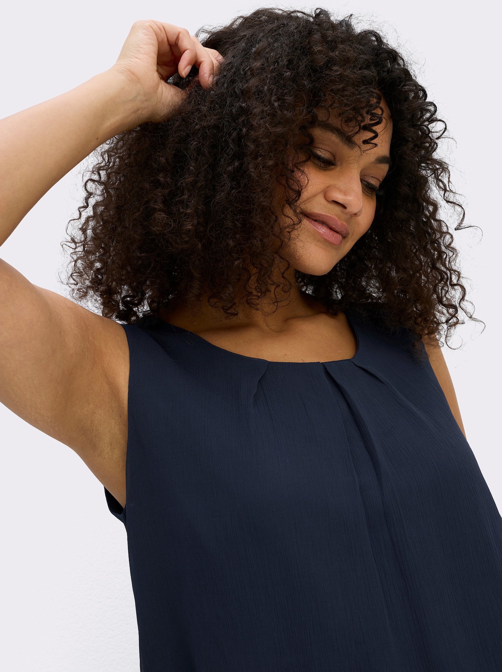 Blusentop in Crêpe-Qualität - marine