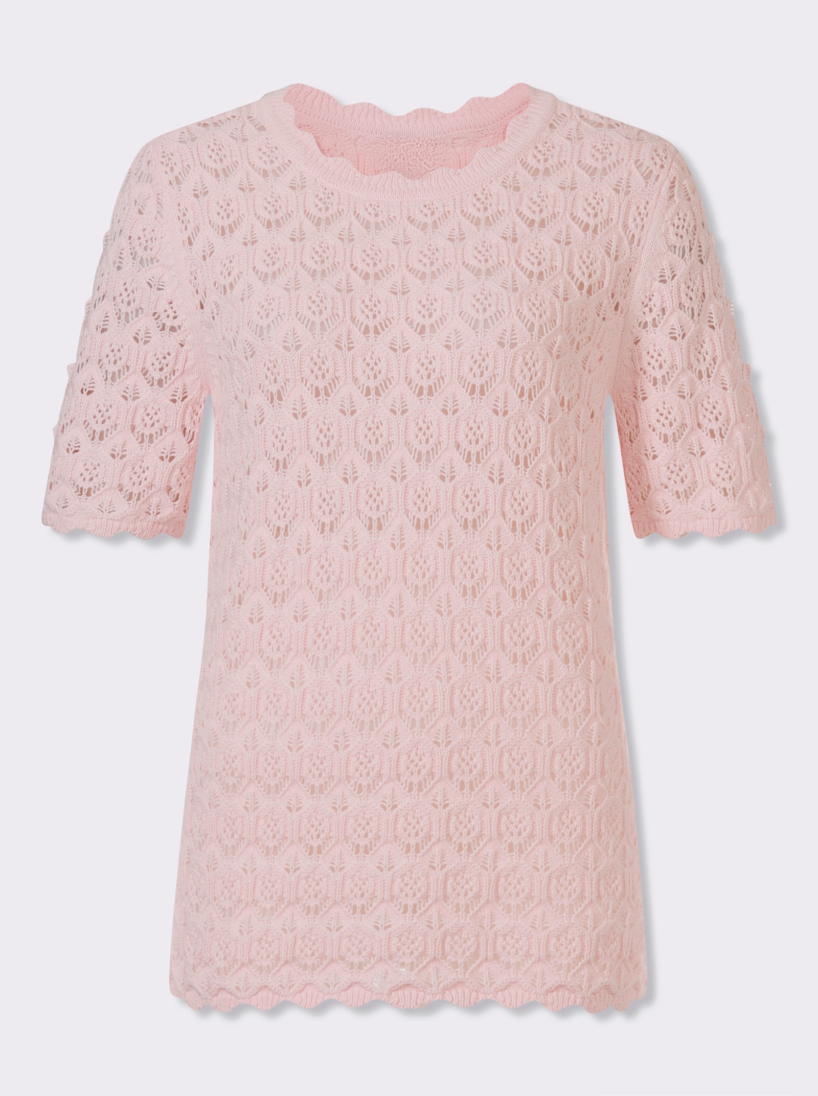 Pulóver, kr. rukávy, zahnuté zakončenia - svetloružová