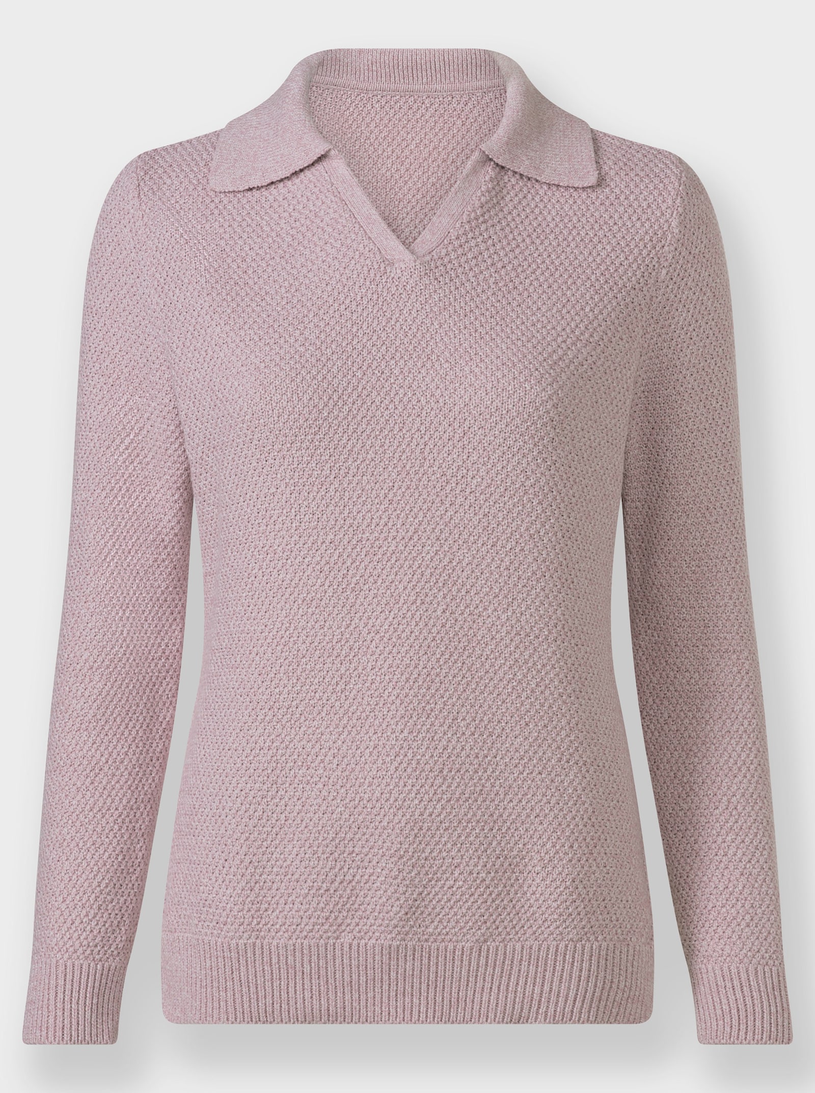 Polopullover in Melange-Qualität - mauve-meliert