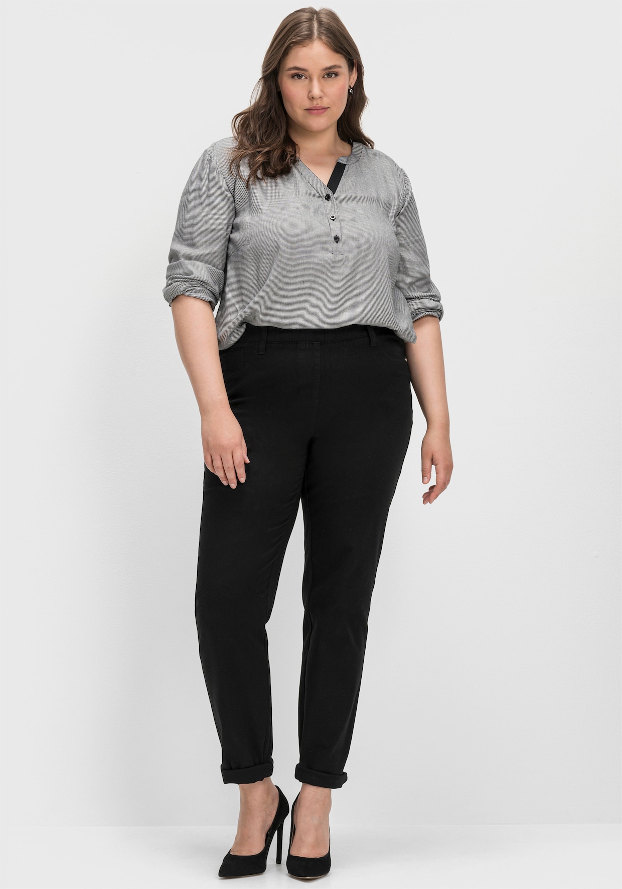 sheego comfortbroek - zwart