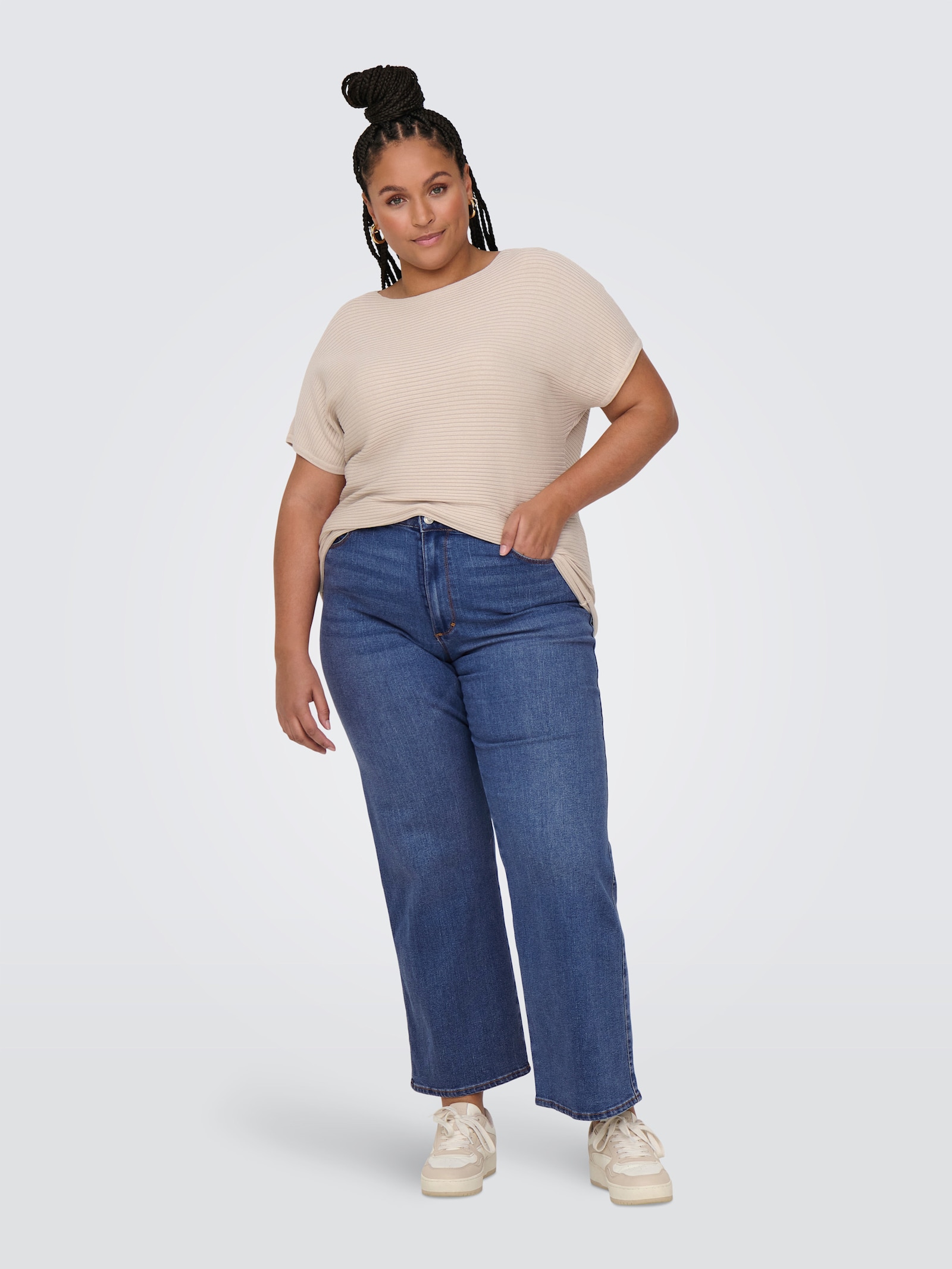 ONLY CARMAKOMA High-waist-Jeans - medium blue denim