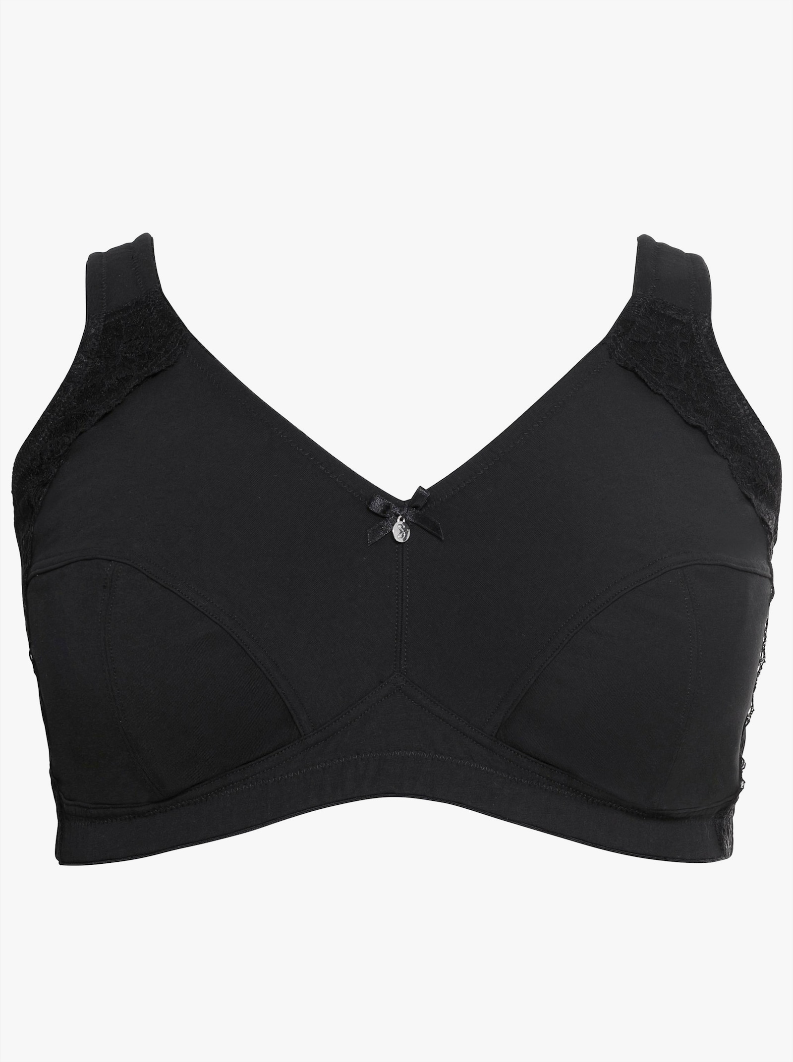 sheego Bügelloser BH mit Spitzenbesatz - schwarz