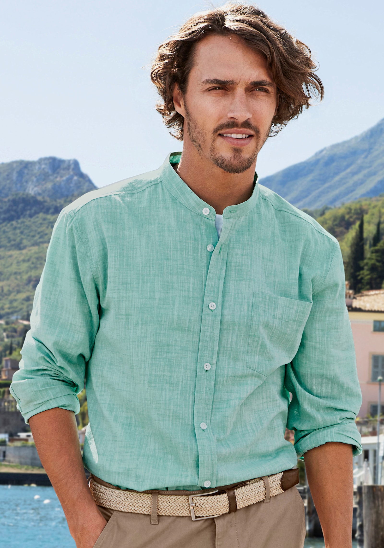 H.I.S Langarmhemd - grün