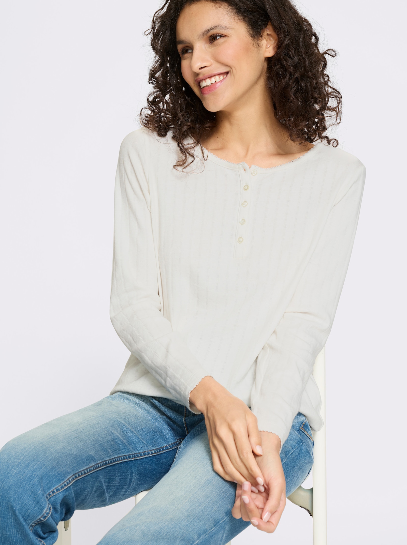 heine T-shirt avec picots - écru