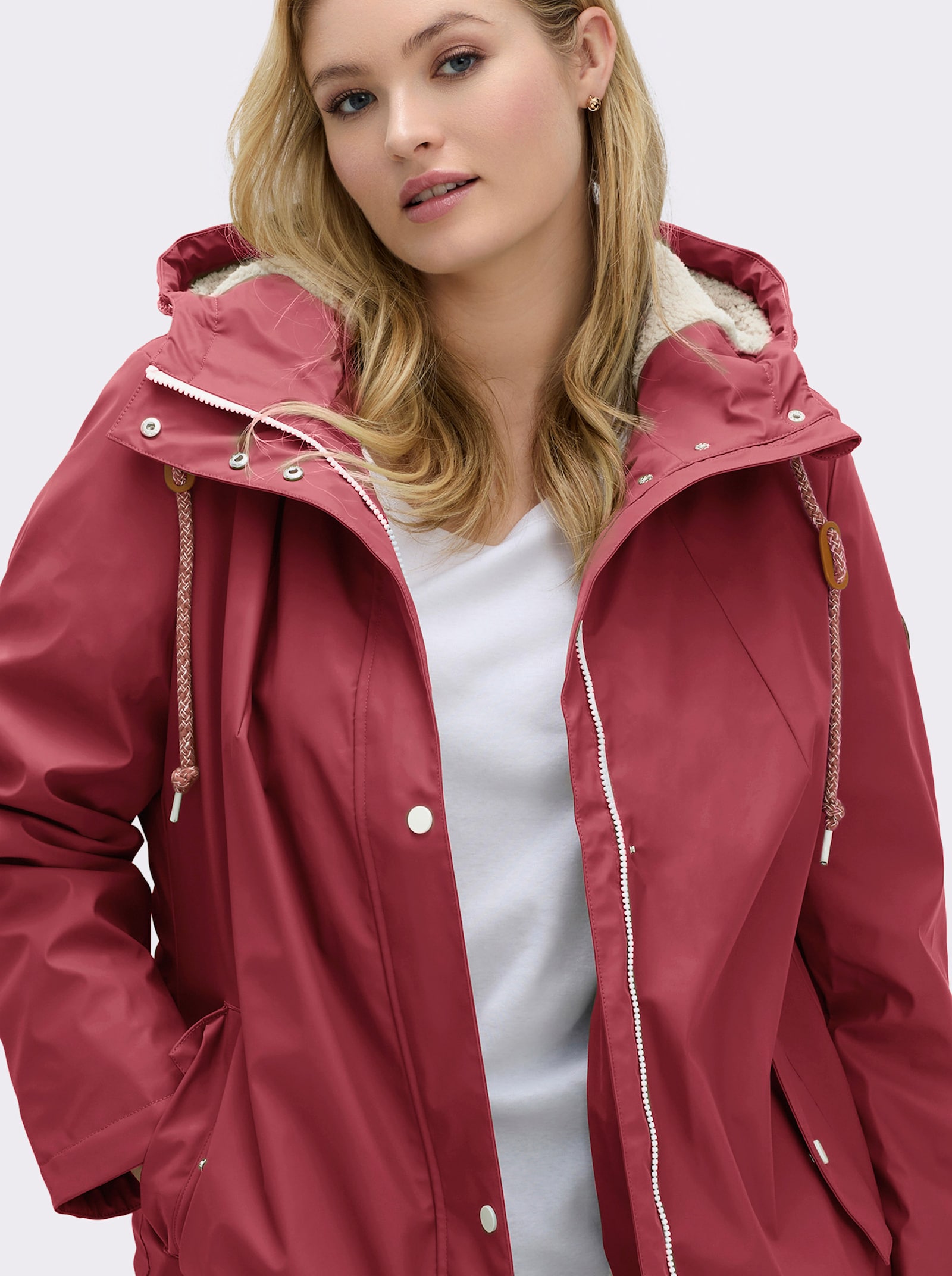 Jacke mit Teddy-Futter - dunkelrot