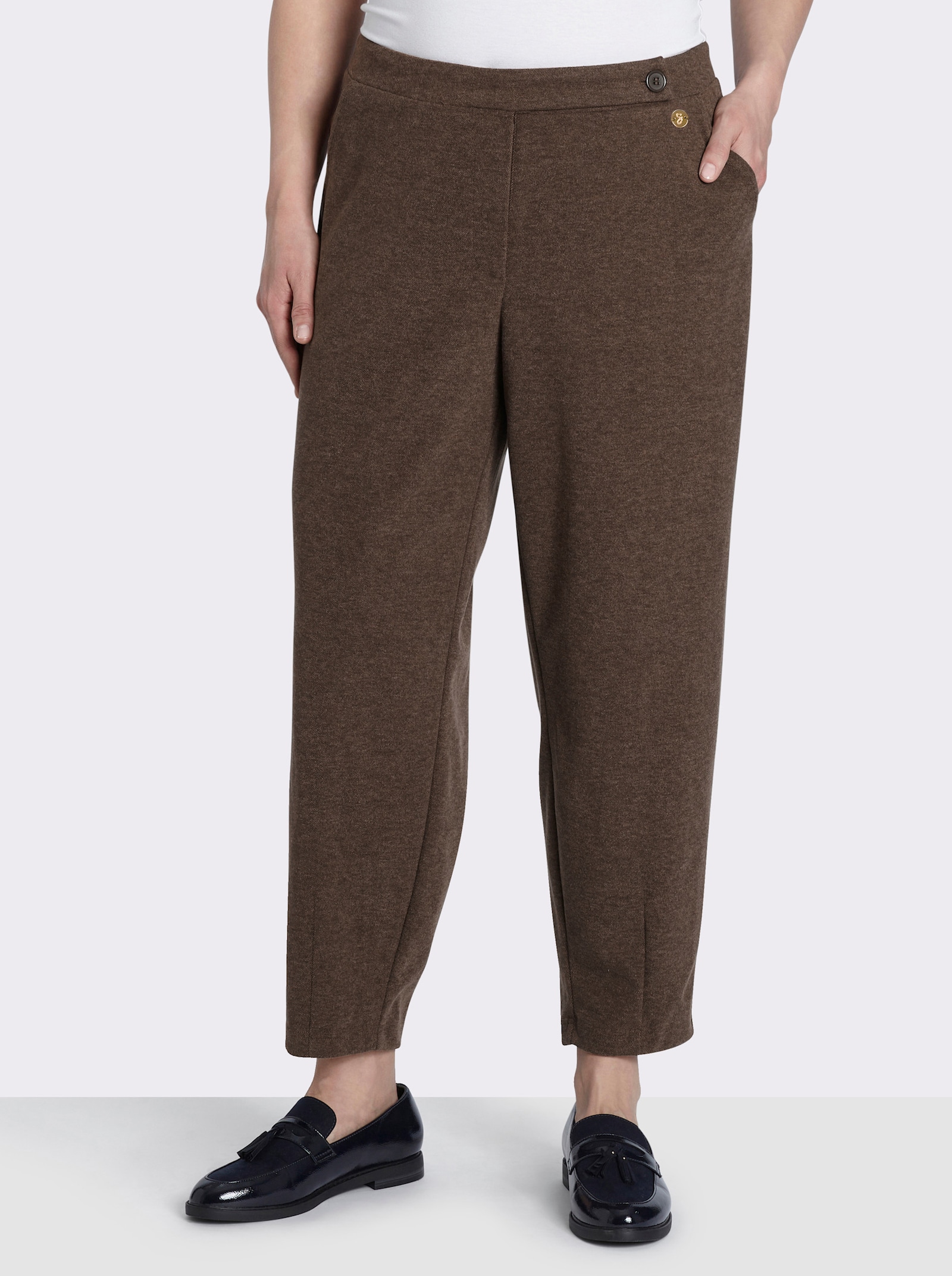 sheego Hose aus Flanell, mit Barrel-Leg - schoko
