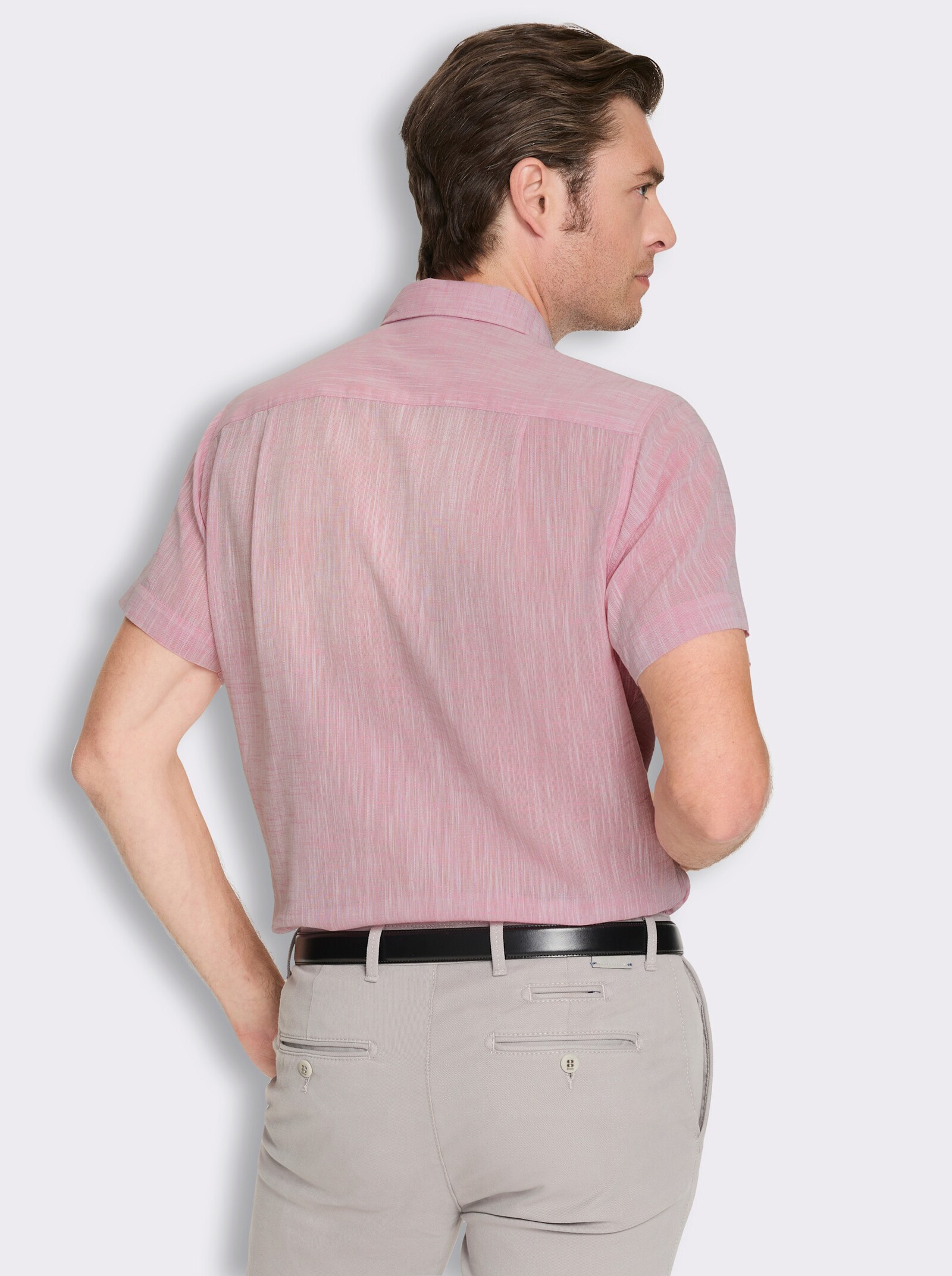 Marco Donati Kurzarmhemd in Two-tone-Flammgarn - altrosa