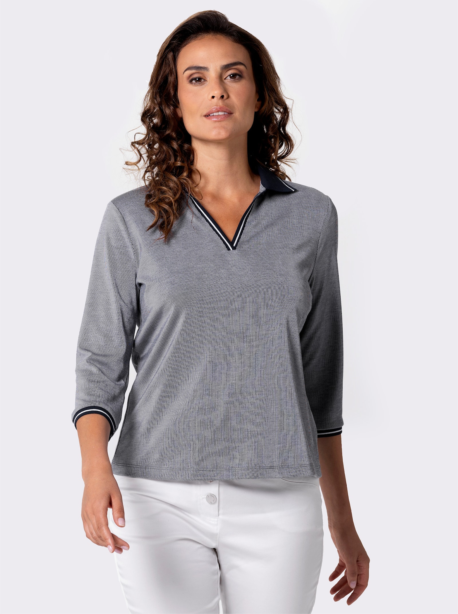 CREATION L PREMIUM Poloshirt mit Kontrastdetails - marine