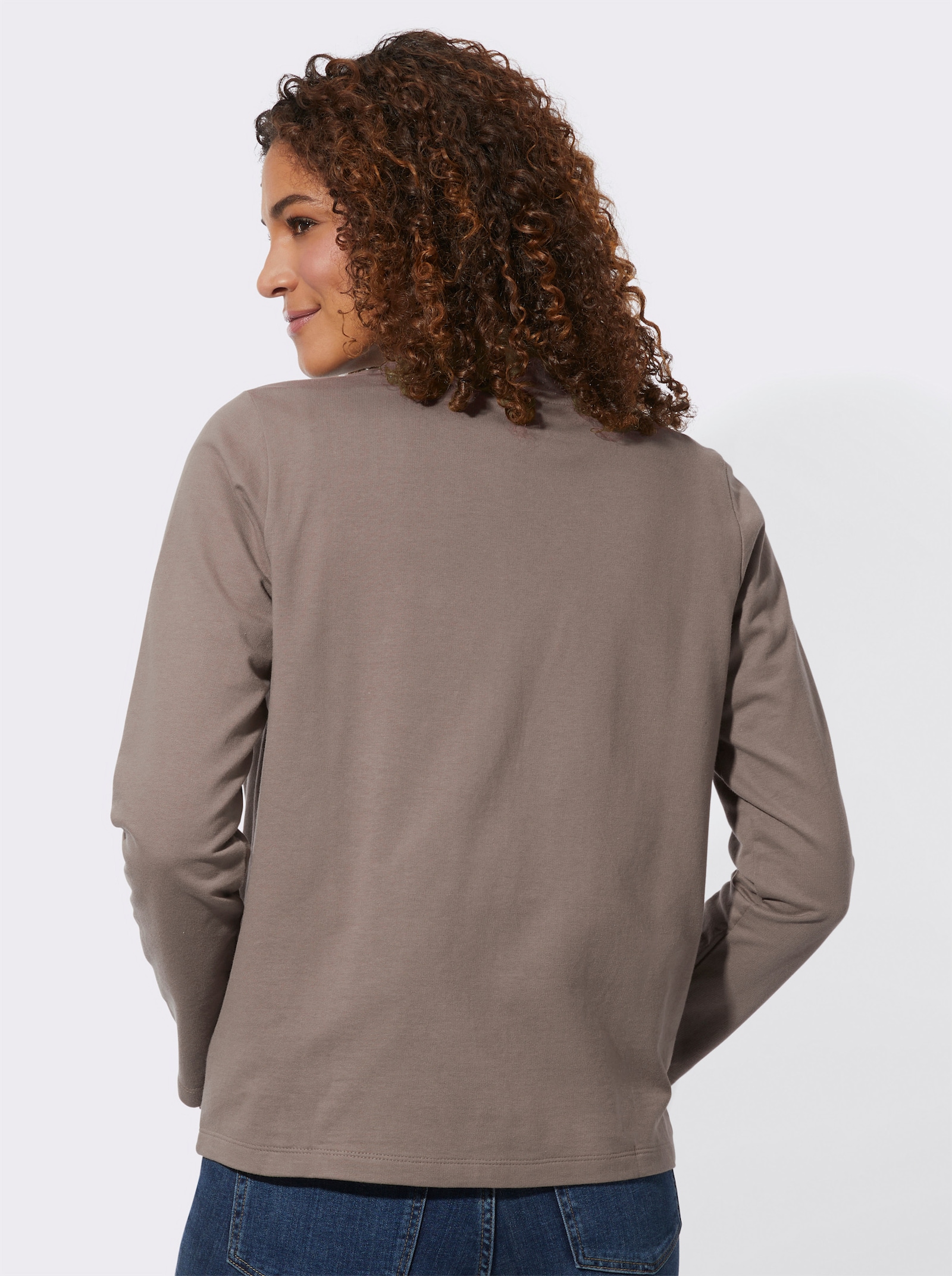 Shirtjacke mit Känguru-Taschen - taupe