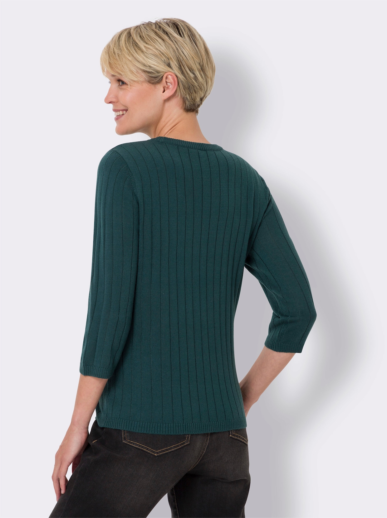 Pullover met 3/4-mouwen - petrol