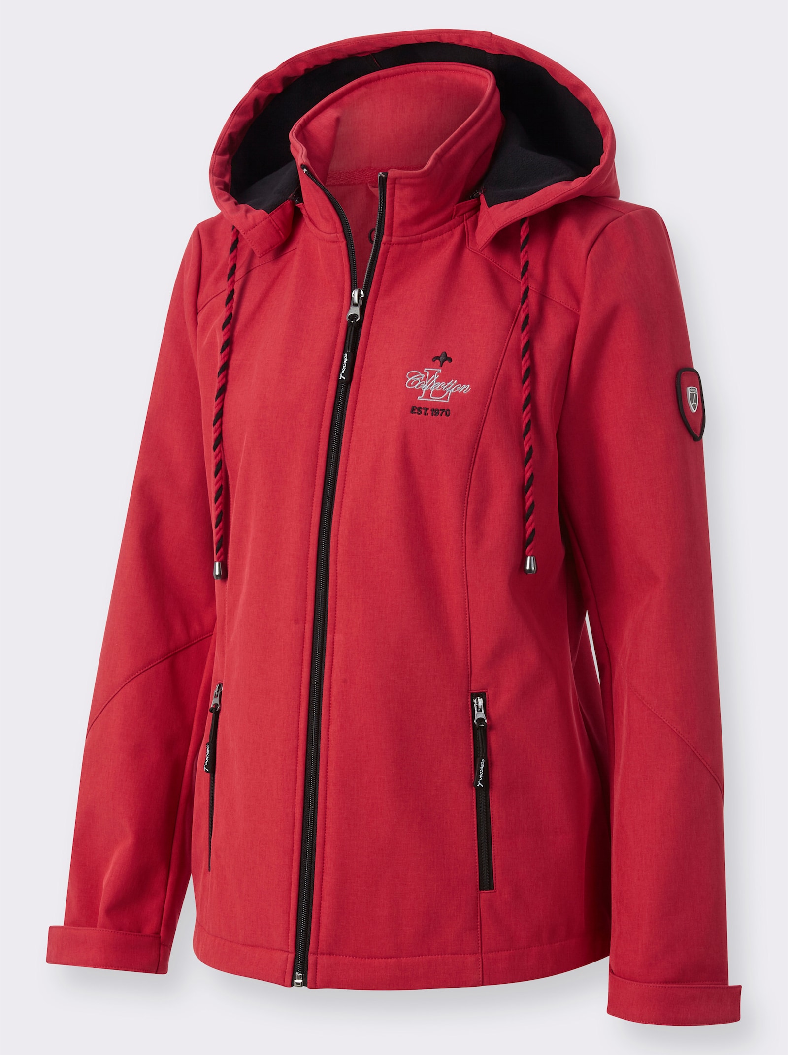 Softshelljacke mit Fleece gefüttert - erdbeere-weiß-meliert