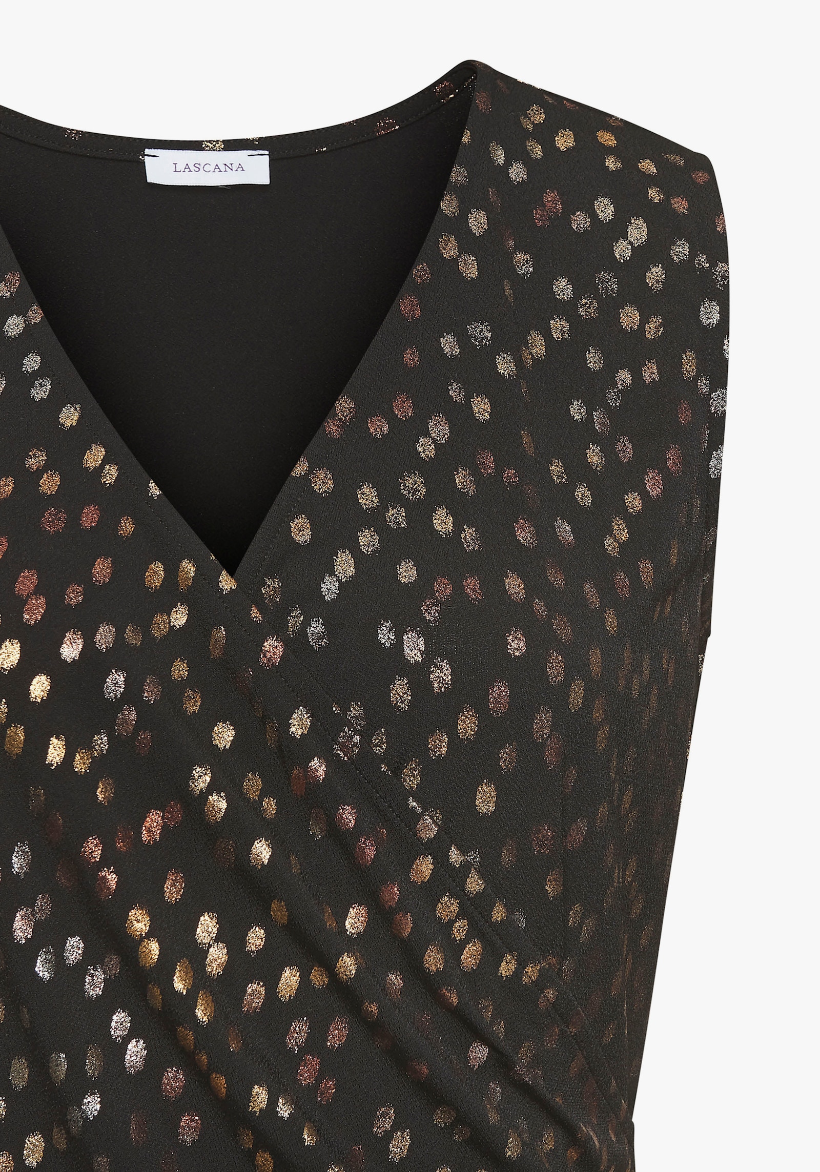 LASCANA Tanktop - zwart/goud bedrukt