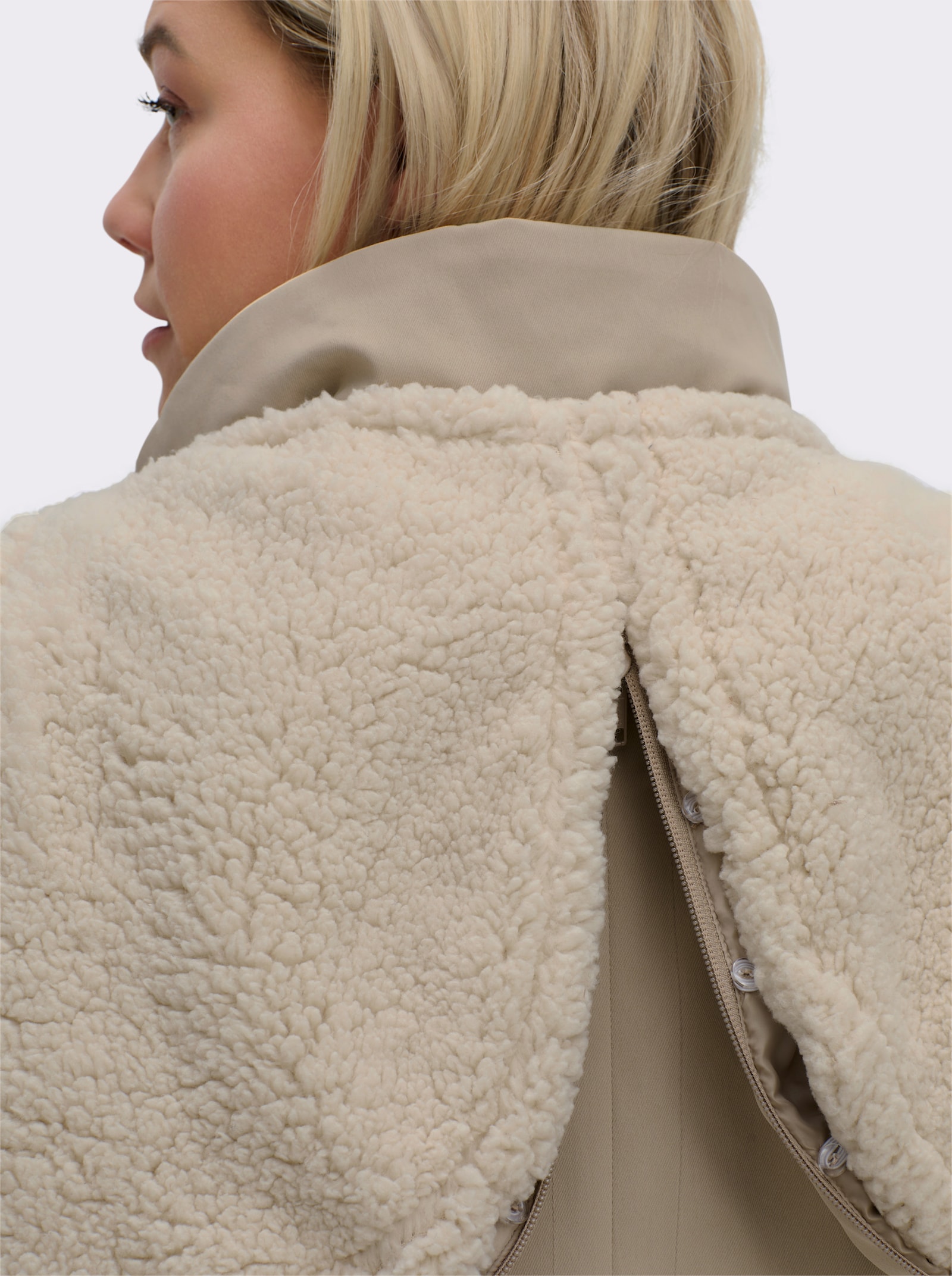 sheego Parka mit teilbarer Kapuze - beige