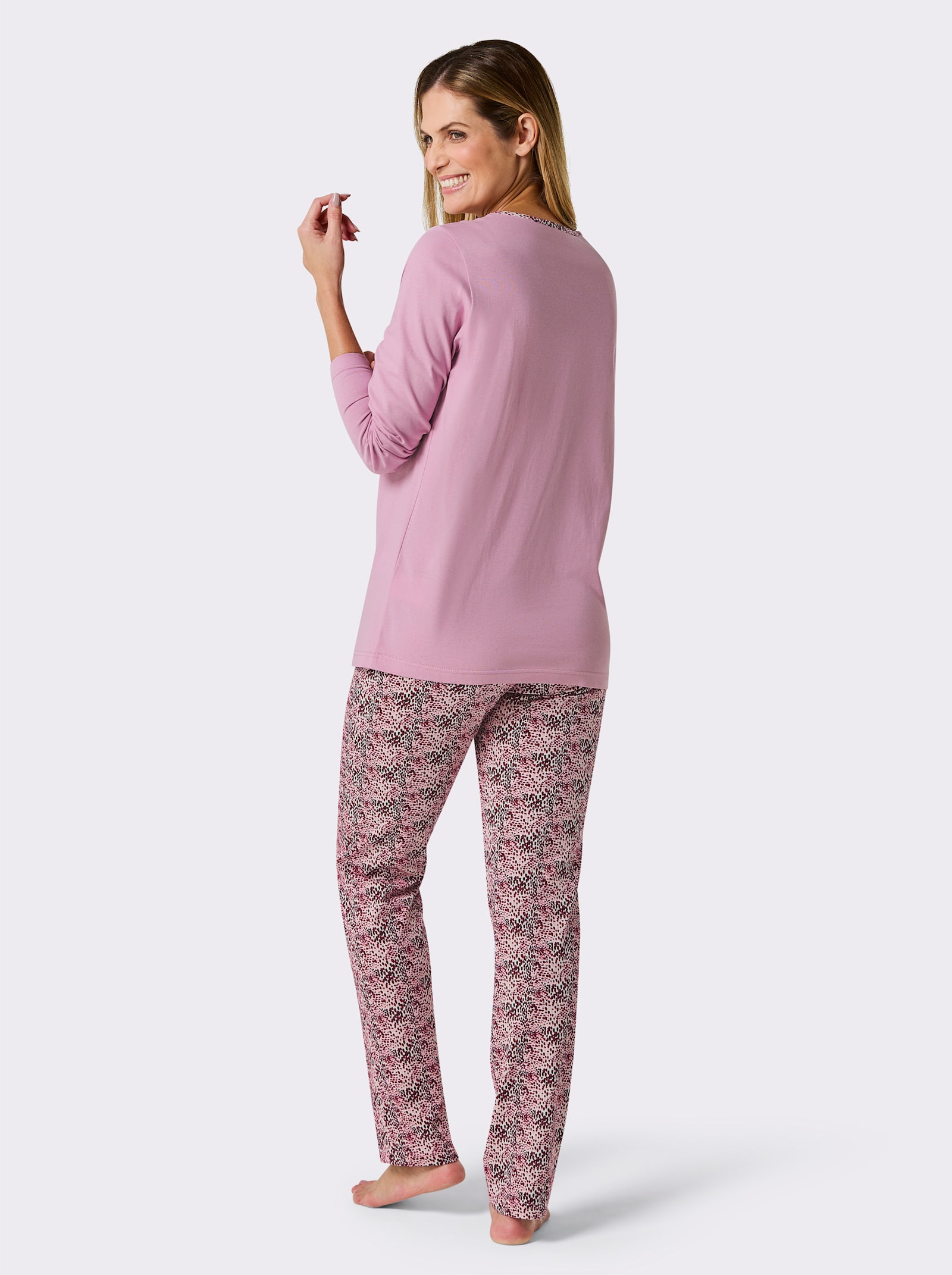 wäschepur Schlafanzüge - mint-ecru-bedruckt + rosé-ecru-bedruckt