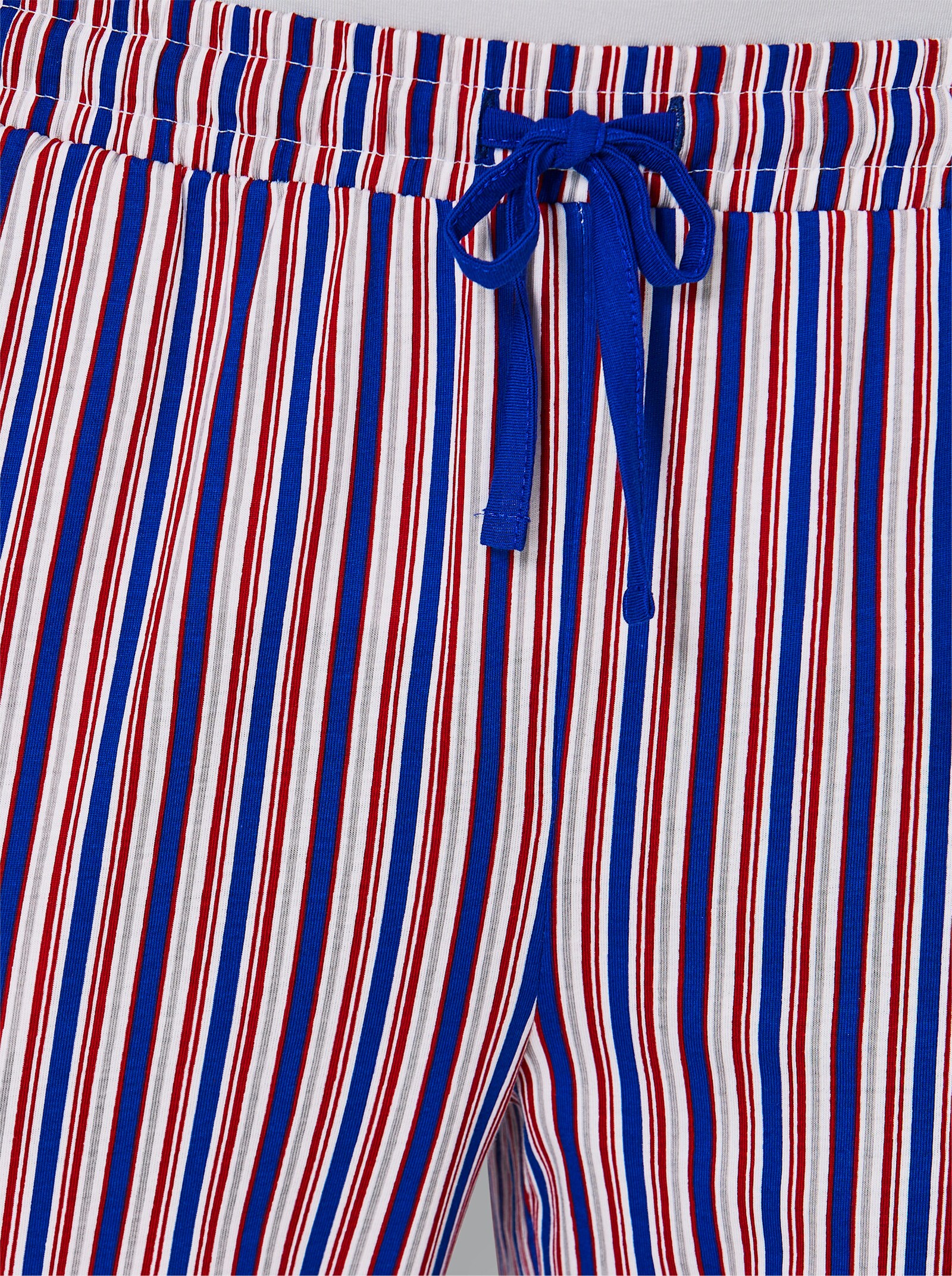 Hose lang - royalblau-kirsche-gestreift