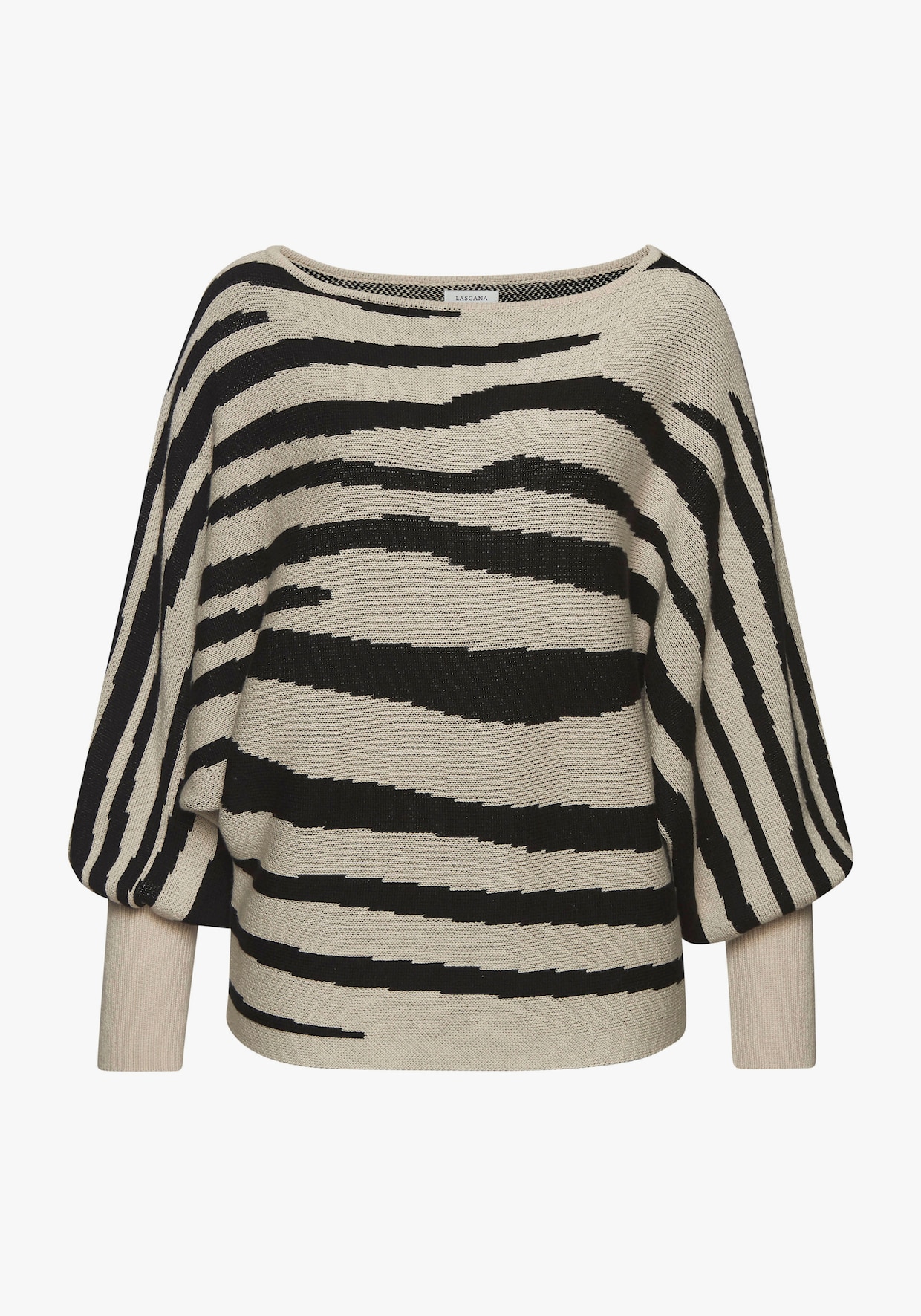 LASCANA Gebreide pullover - beige/zwart