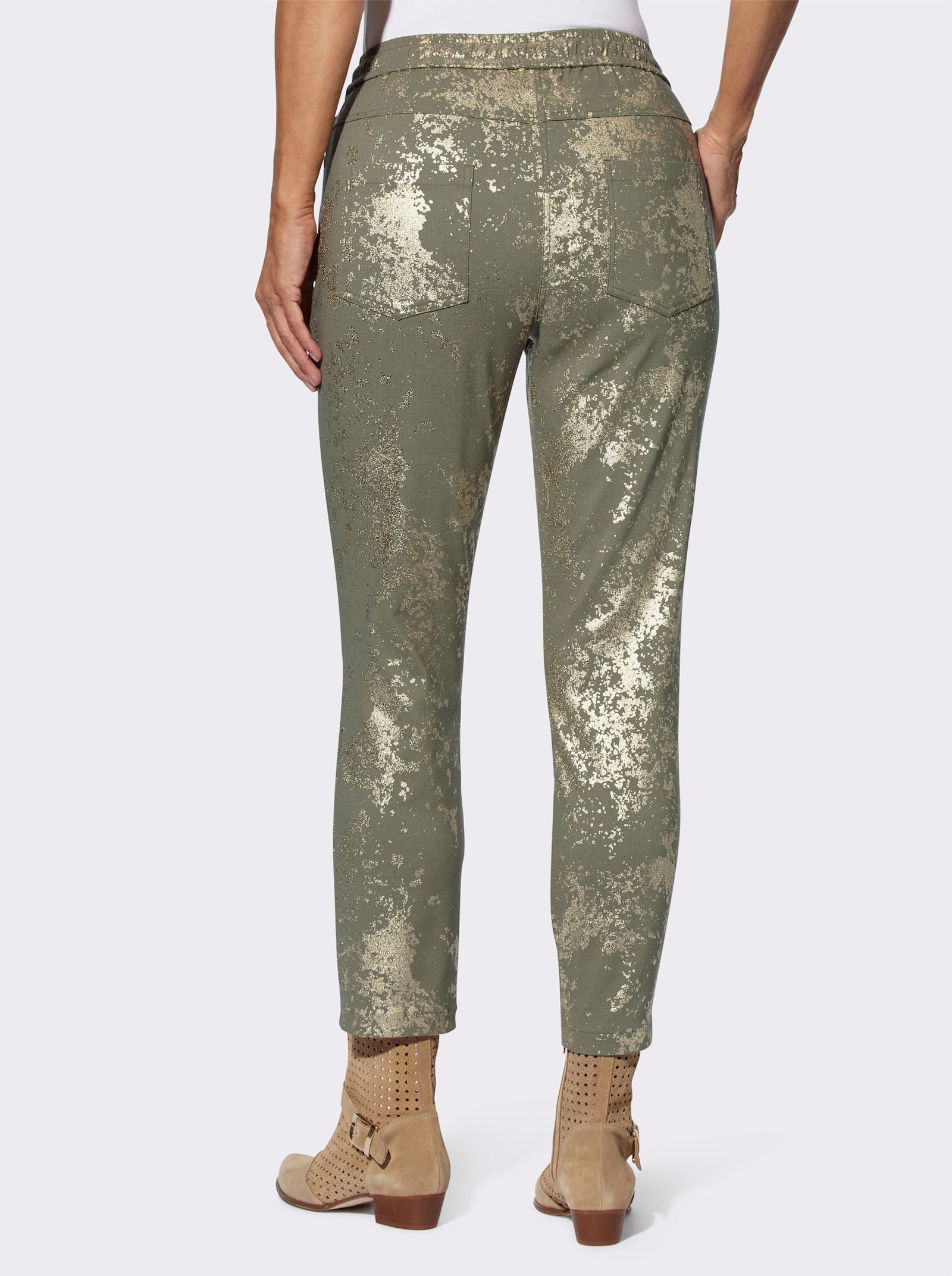 Pantalon avec imprimé doré - kaki